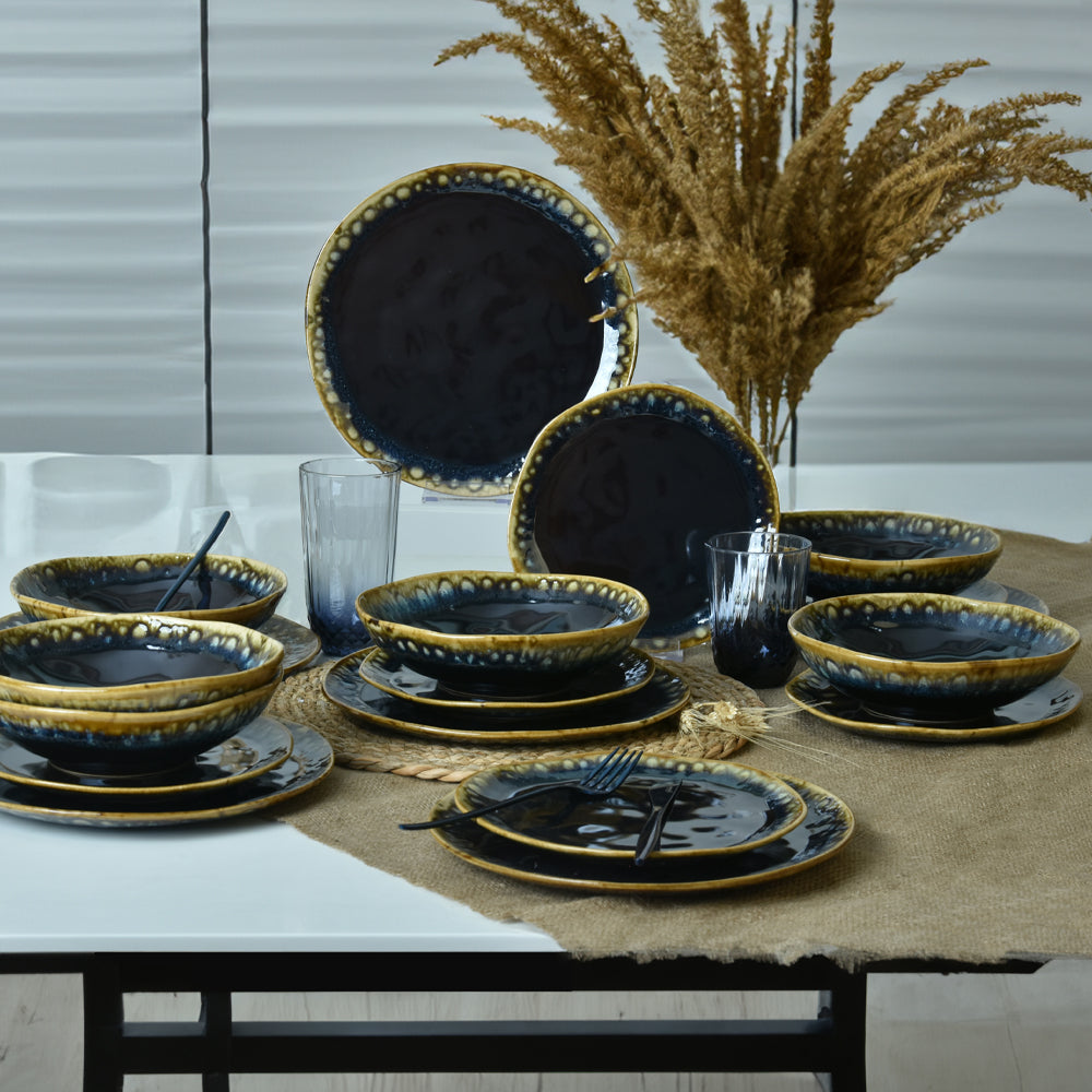 Shizen Black Organic Dinner Set 18 Pieces for 6 People