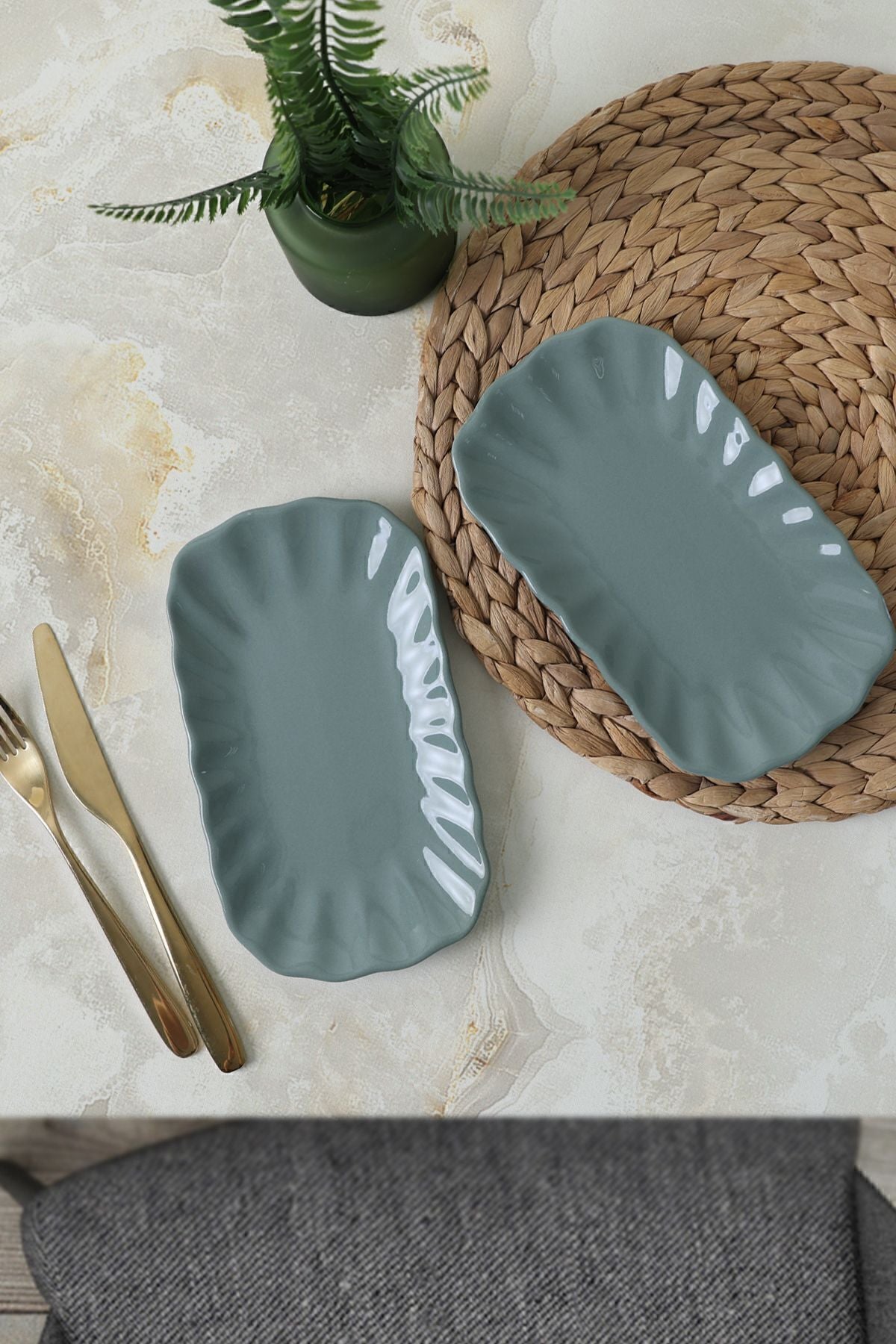 Green Sirius Boat Plate 23 cm 2 Pieces