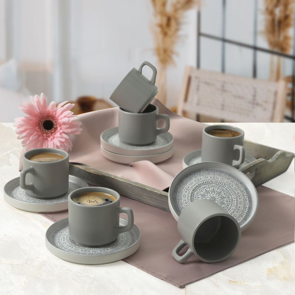Stone Stackable Tea Set 12 Pieces for 6 People