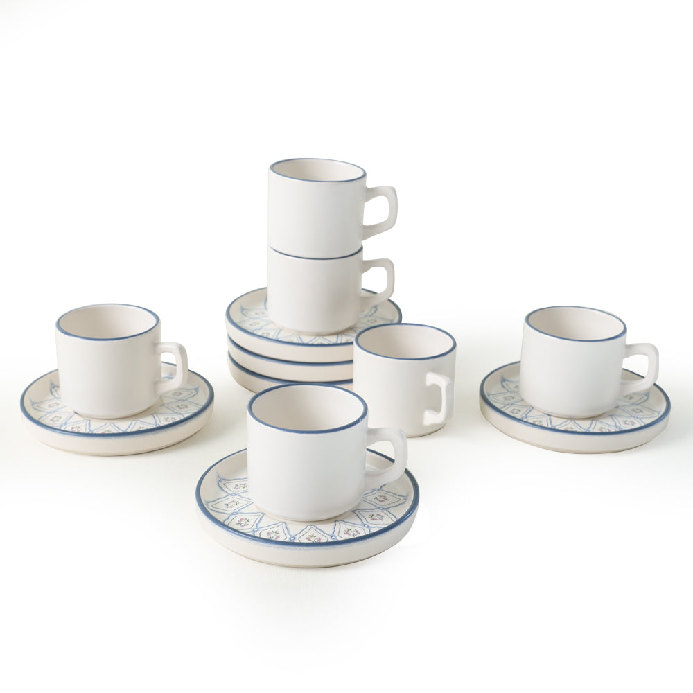 Floral Waves Stackable Tea Set 12 Pieces for 6 People