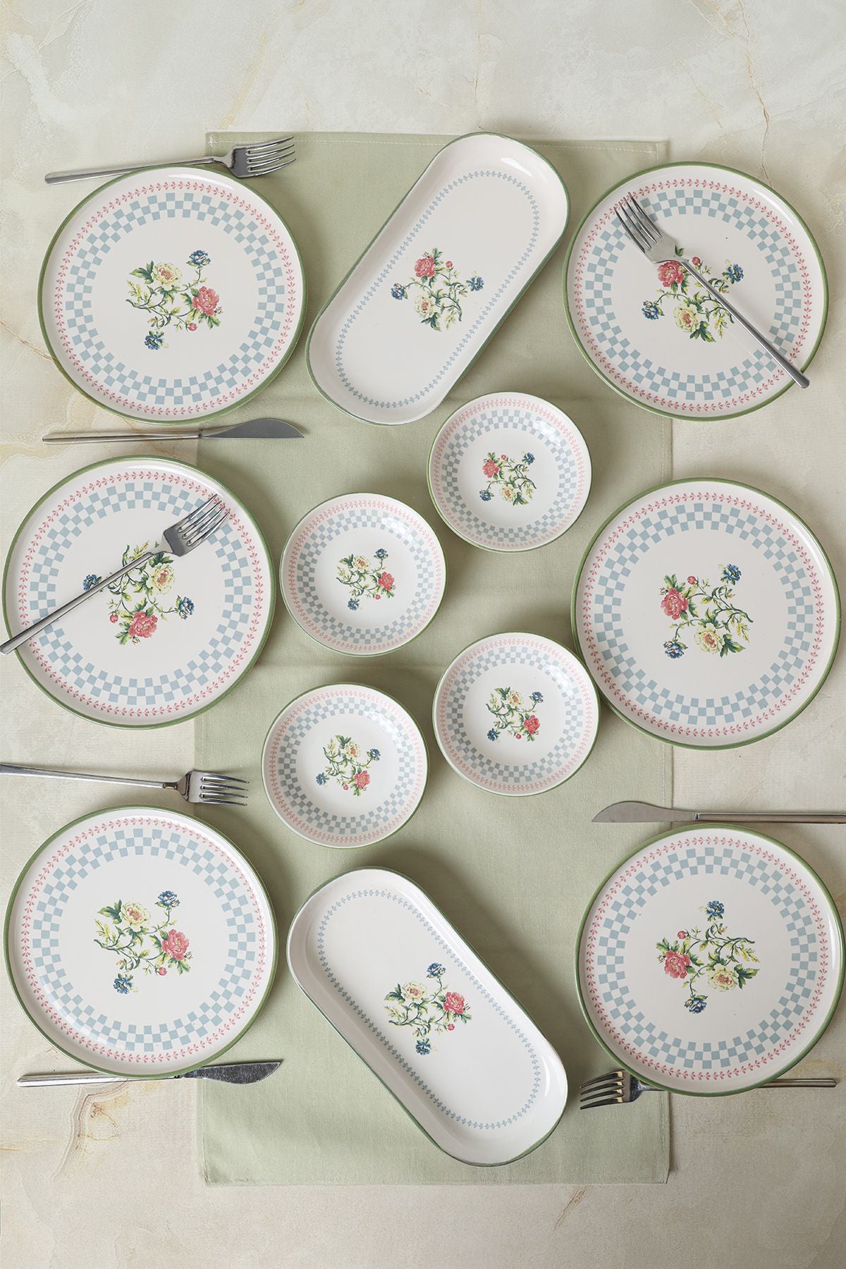 Rose Line Breakfast Set, 12 Pieces, for 6 People