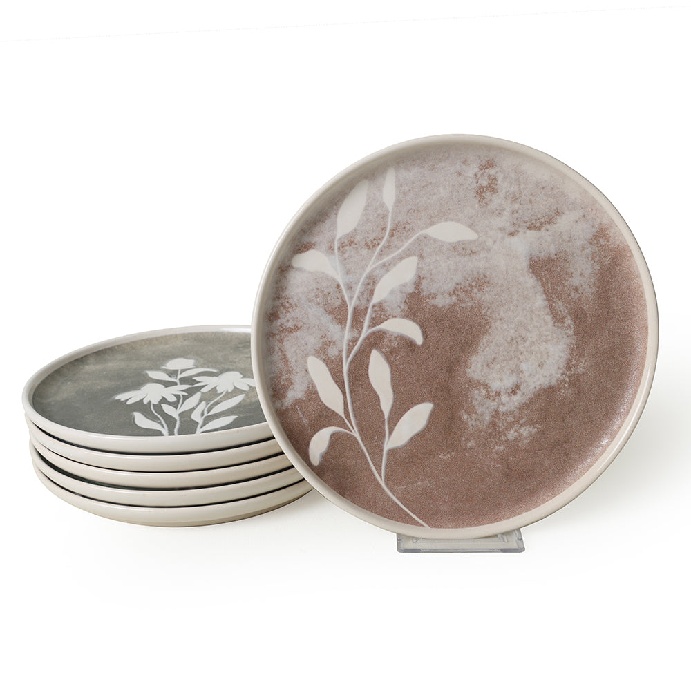Deep Flowers Nordic Cake Plate 22 Cm 6 Pieces