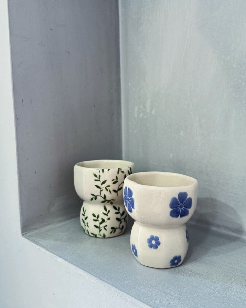 Set of 2 Handmade Ceramic Ivy Flower Mug / Cup
