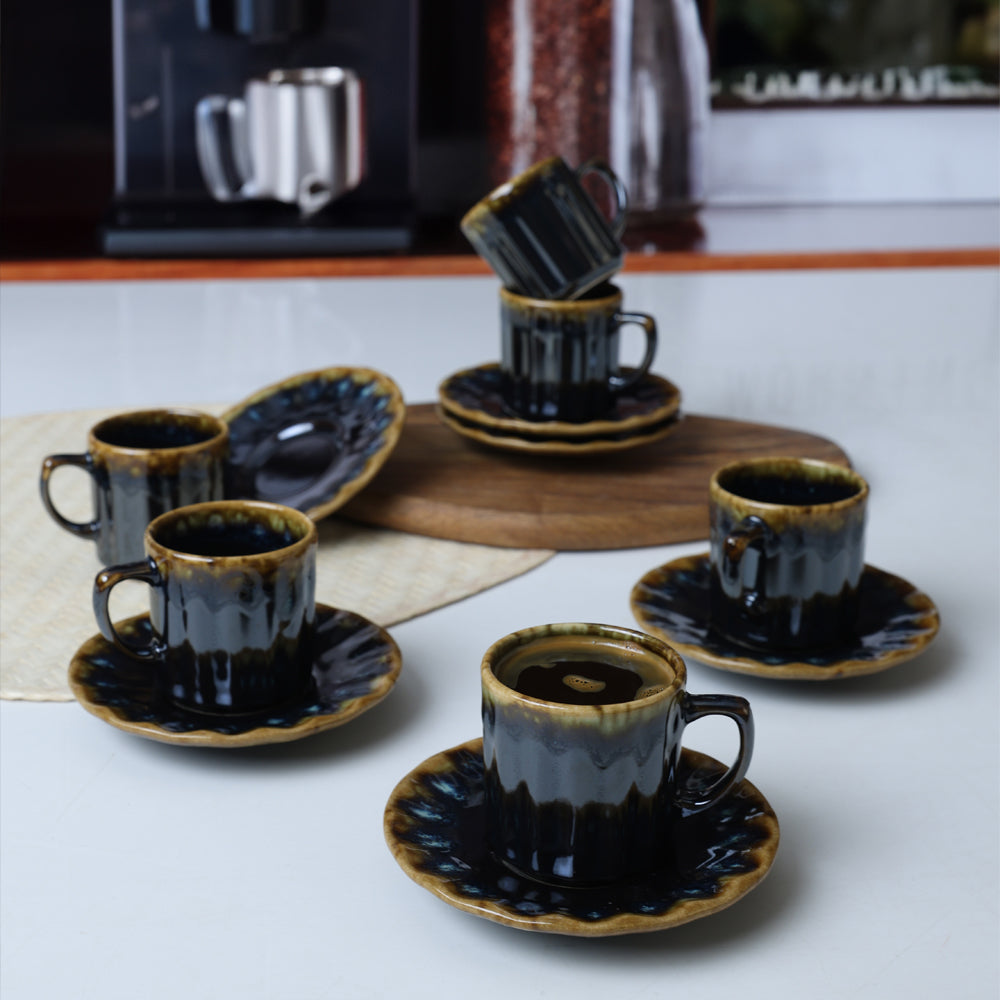 Shizen Black Sirius Coffee Set 12 Pieces 6 Person