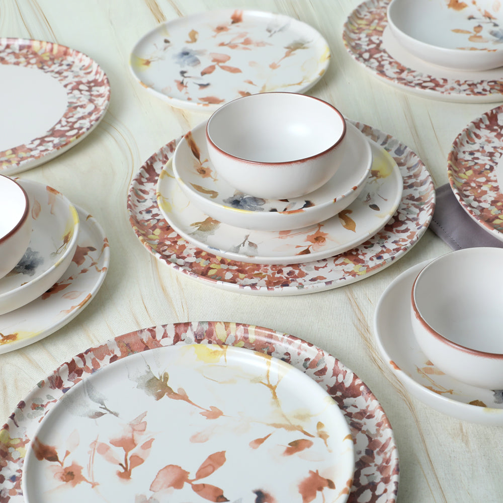 Brown Flowers Nordic Dinner Set 24 Pieces for 6 People