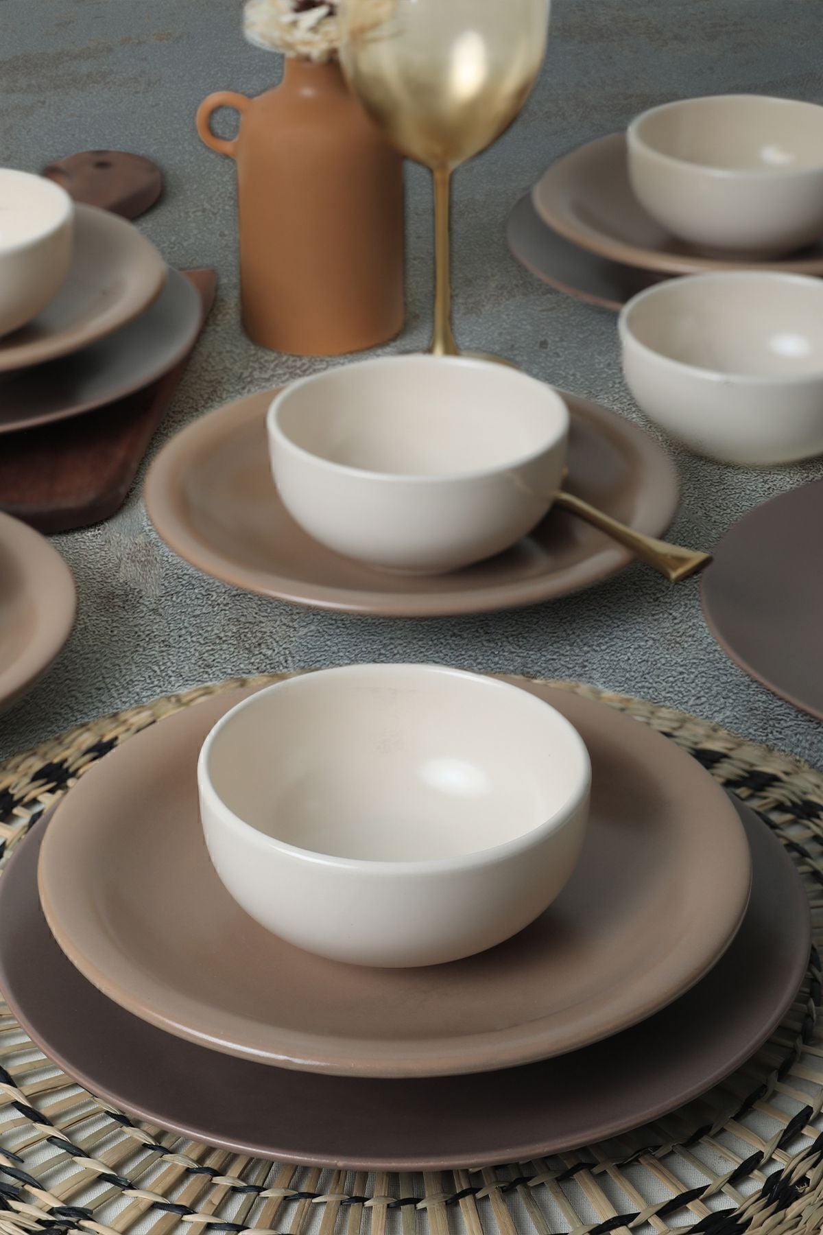 Brown Mix Dinner Set 18 Pieces for 6 People