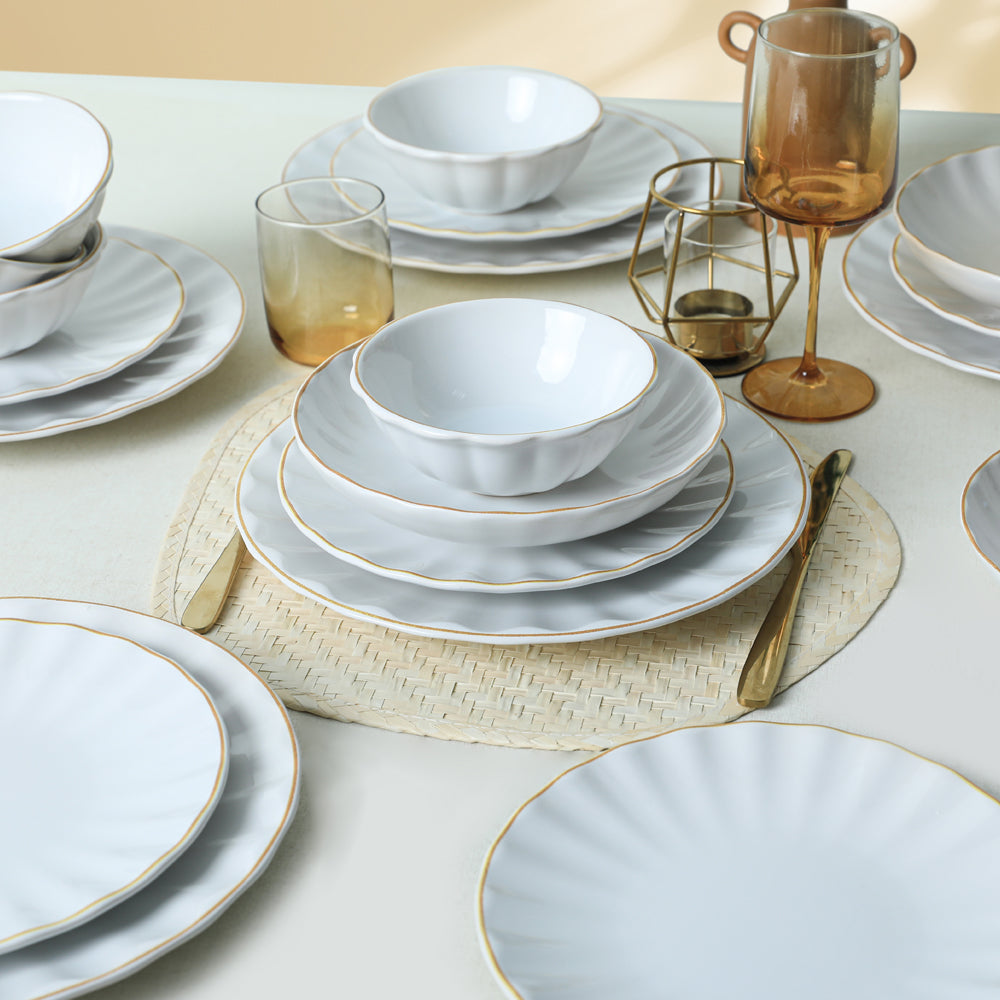 White Gold File Sirius Dinner Set 24 Pieces for 6 People