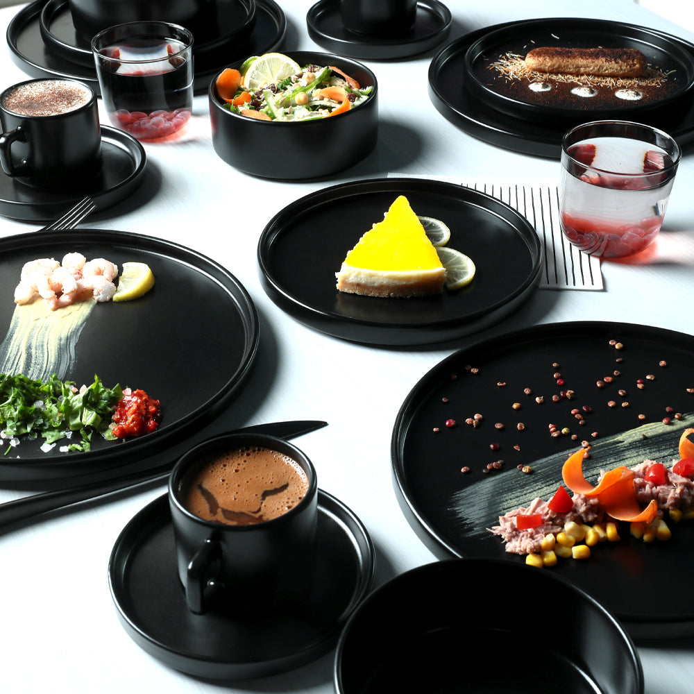 Matte Black Stackable Dining/Breakfast Set 20 Pieces for 4 People