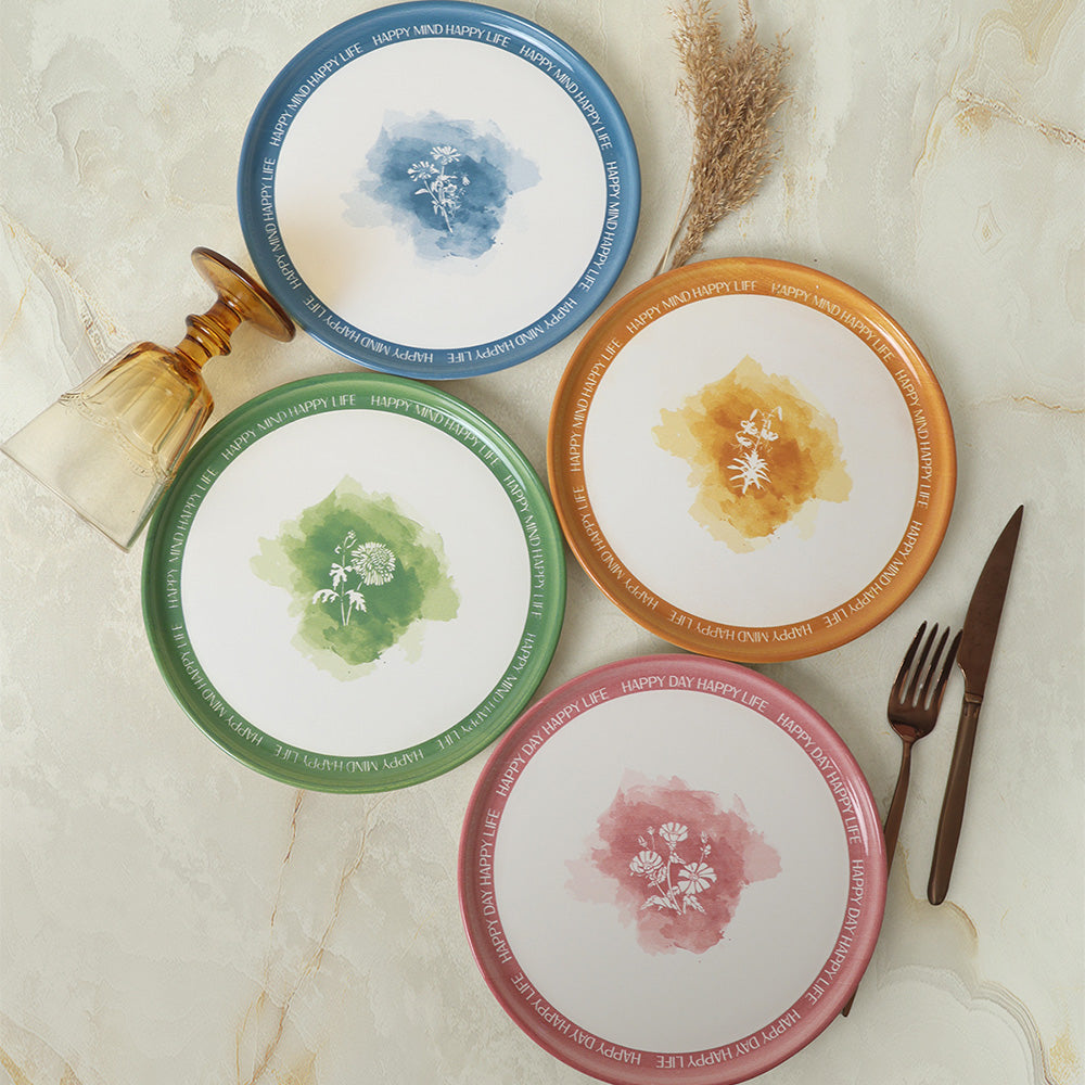 Flowers Motto Nordic Cake Plate 22 Cm 4 Pieces