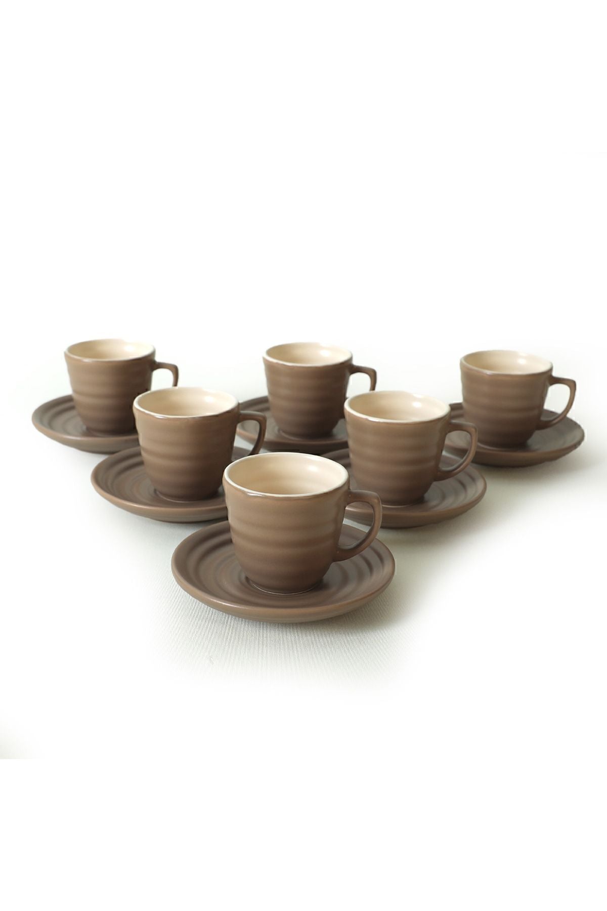 Matte Earth Taupe/Cream Neva Coffee Set 12 Pieces for 6 People