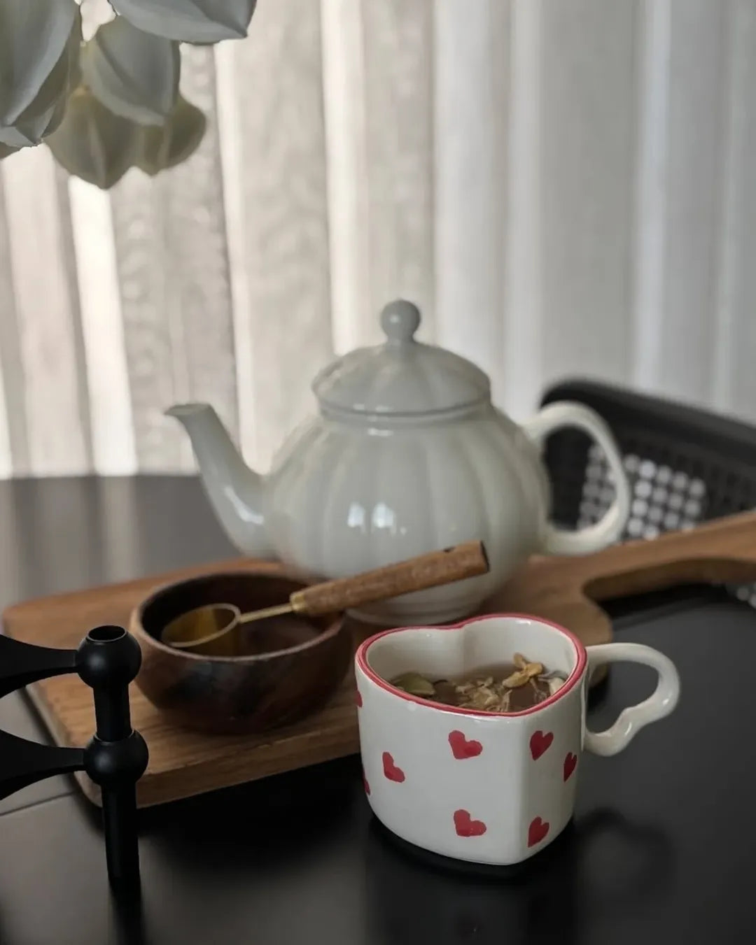 Handmade Ceramic Red Hearts Mug / Cup