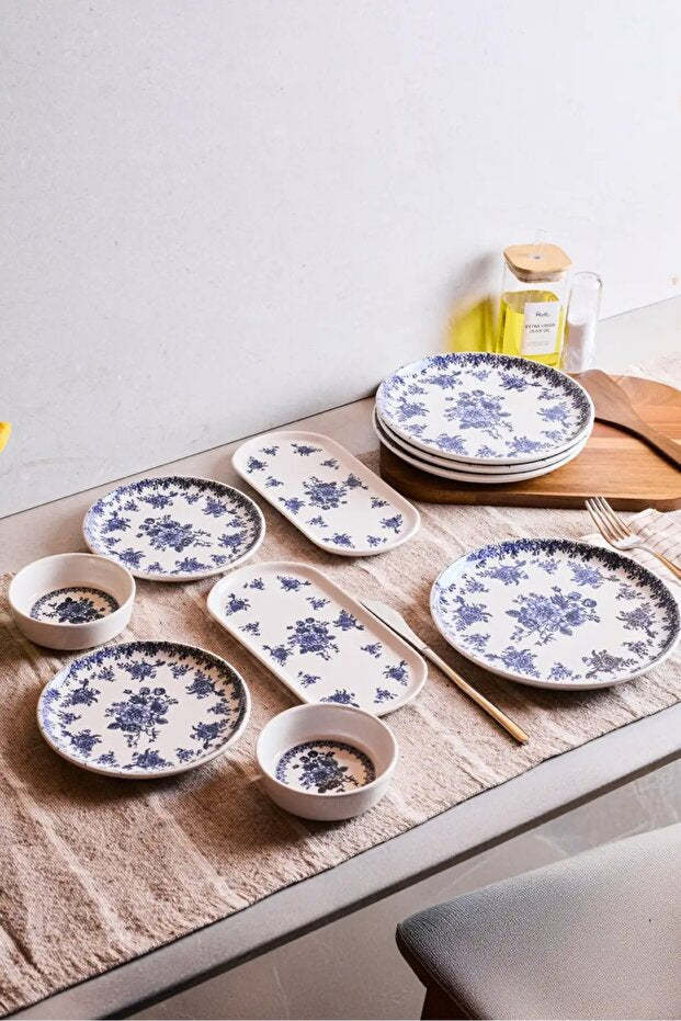 Antique Blue 10-Piece Breakfast Set for 4 People
