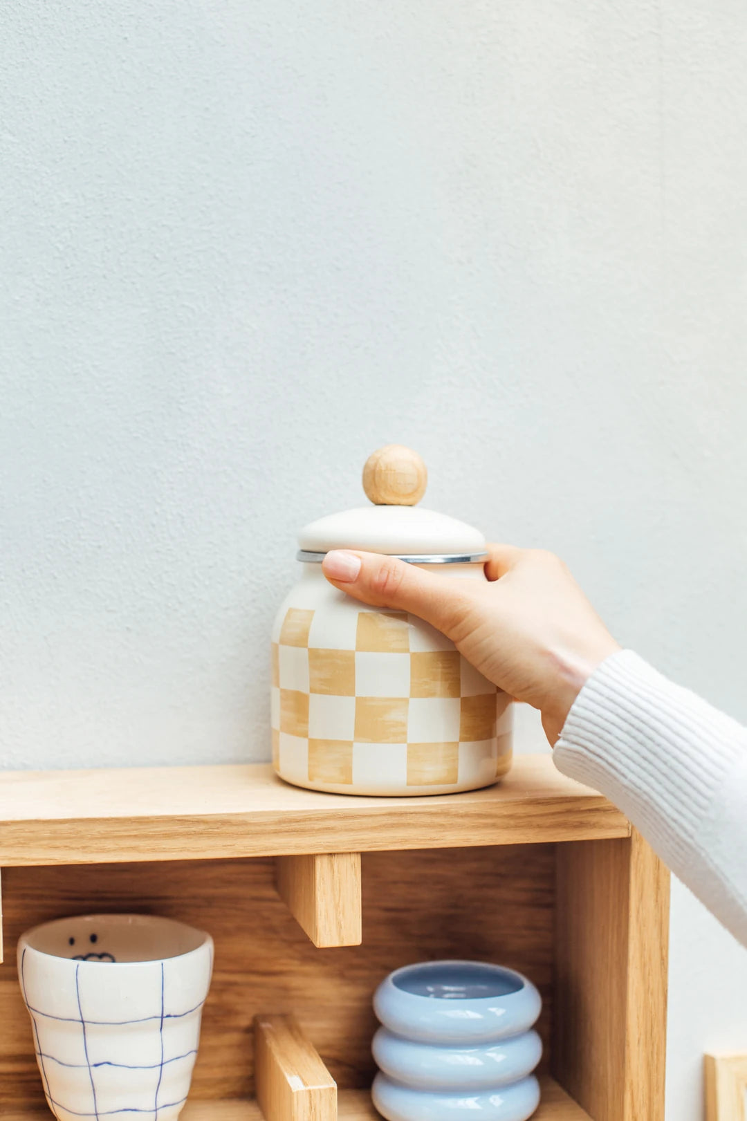 Beige Enamel Spice Jar