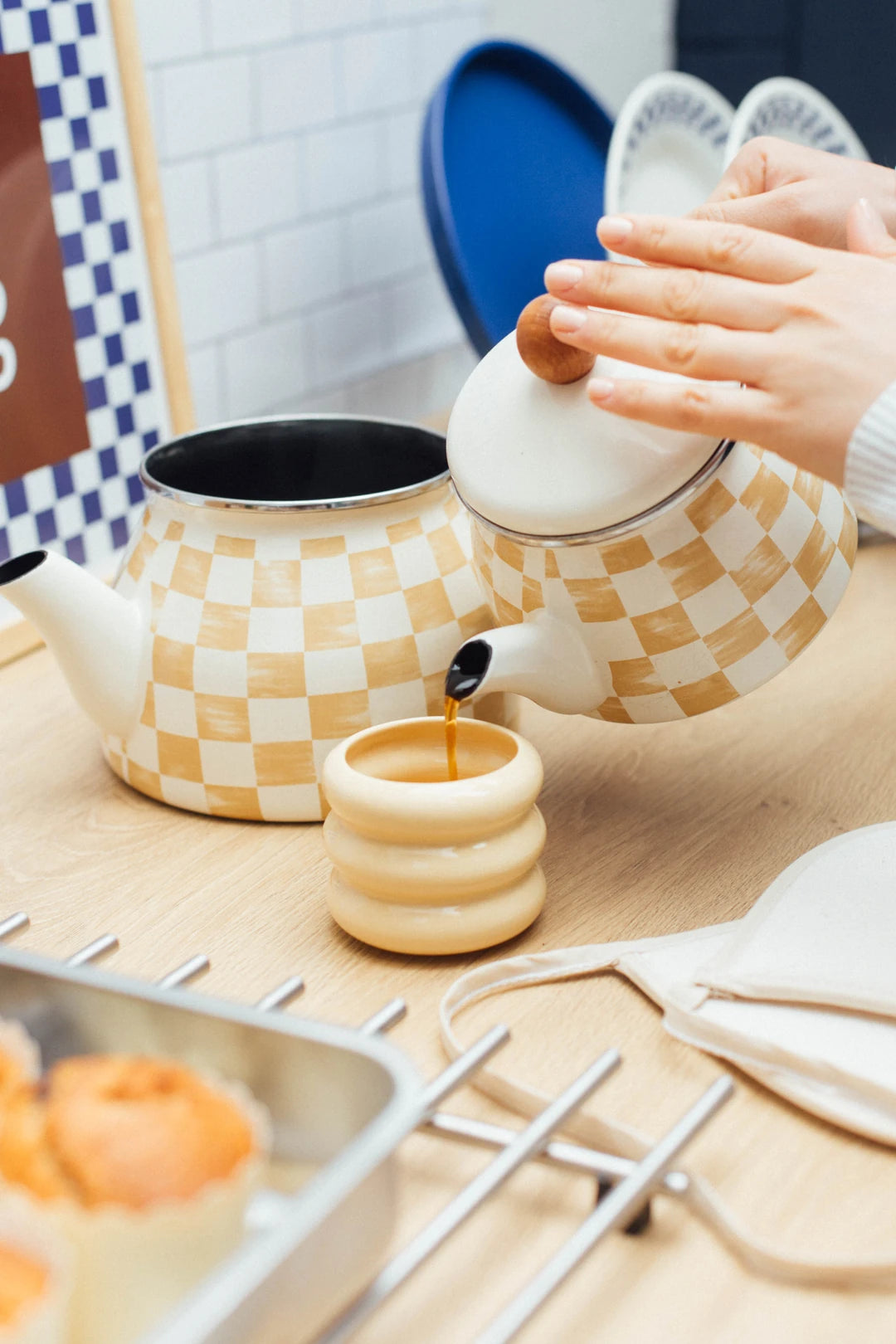 Beige Enamel Teapot
