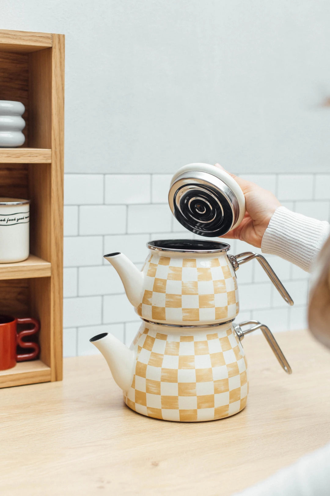 Beige Enamel Teapot