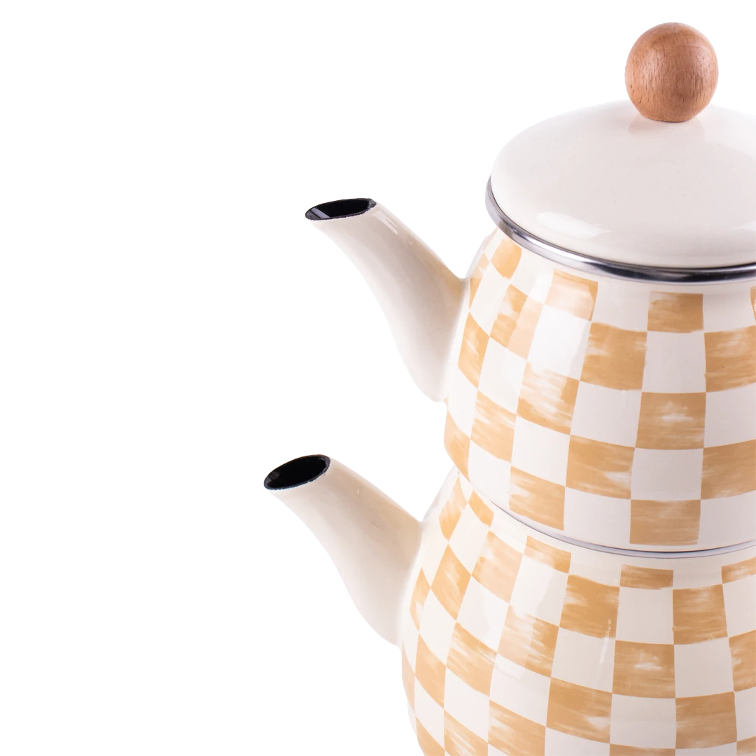 Beige Enamel Teapot