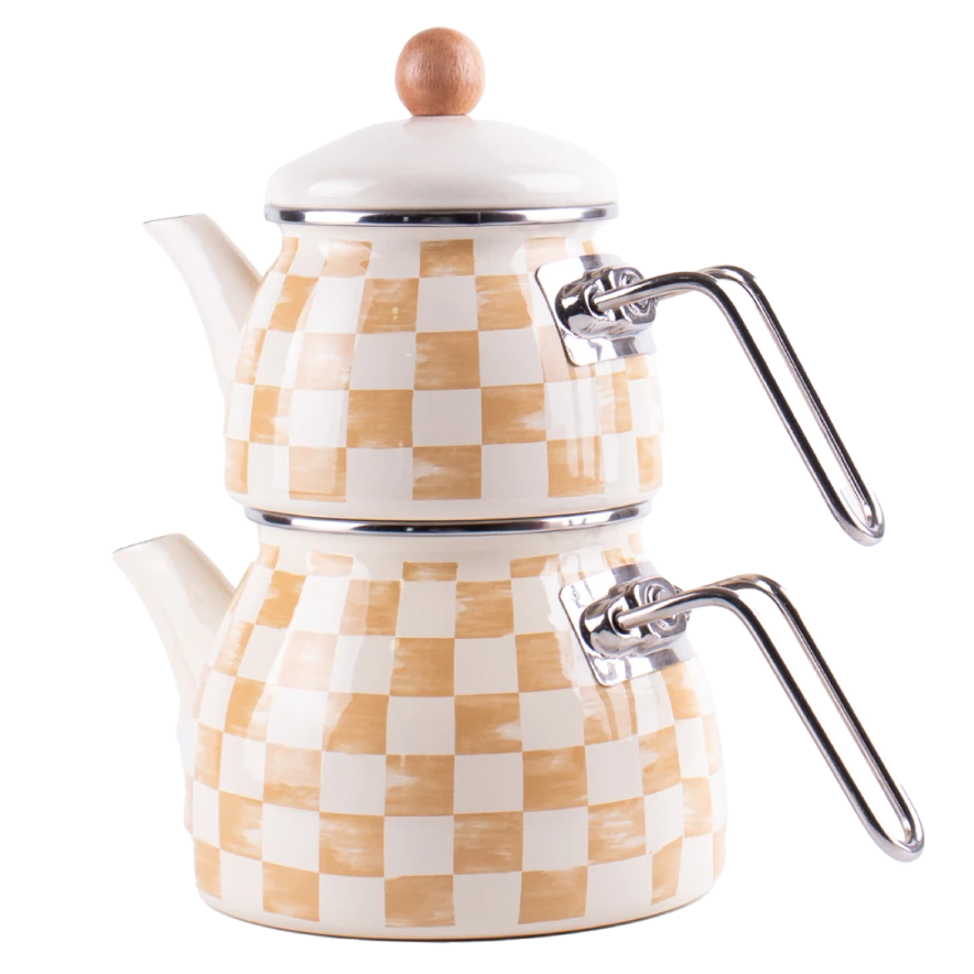 Beige Enamel Teapot
