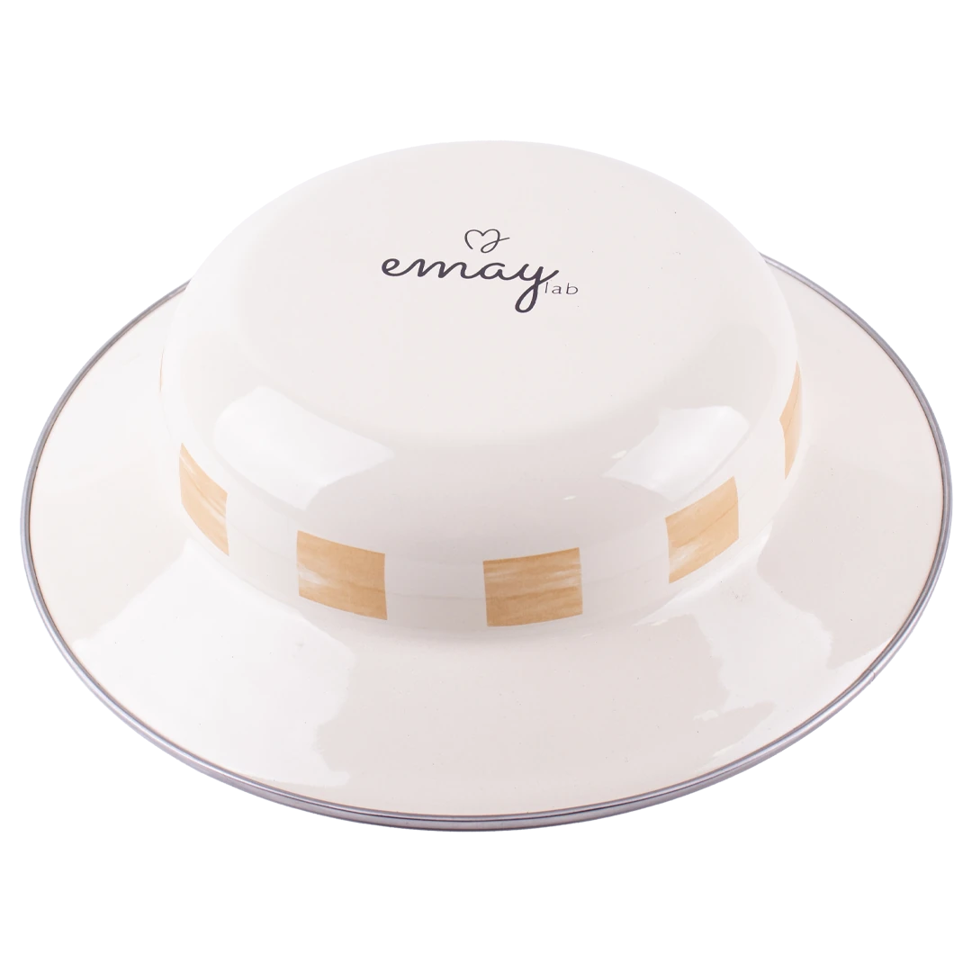 Beige Enamel Deep Pasta and Salad Plate
