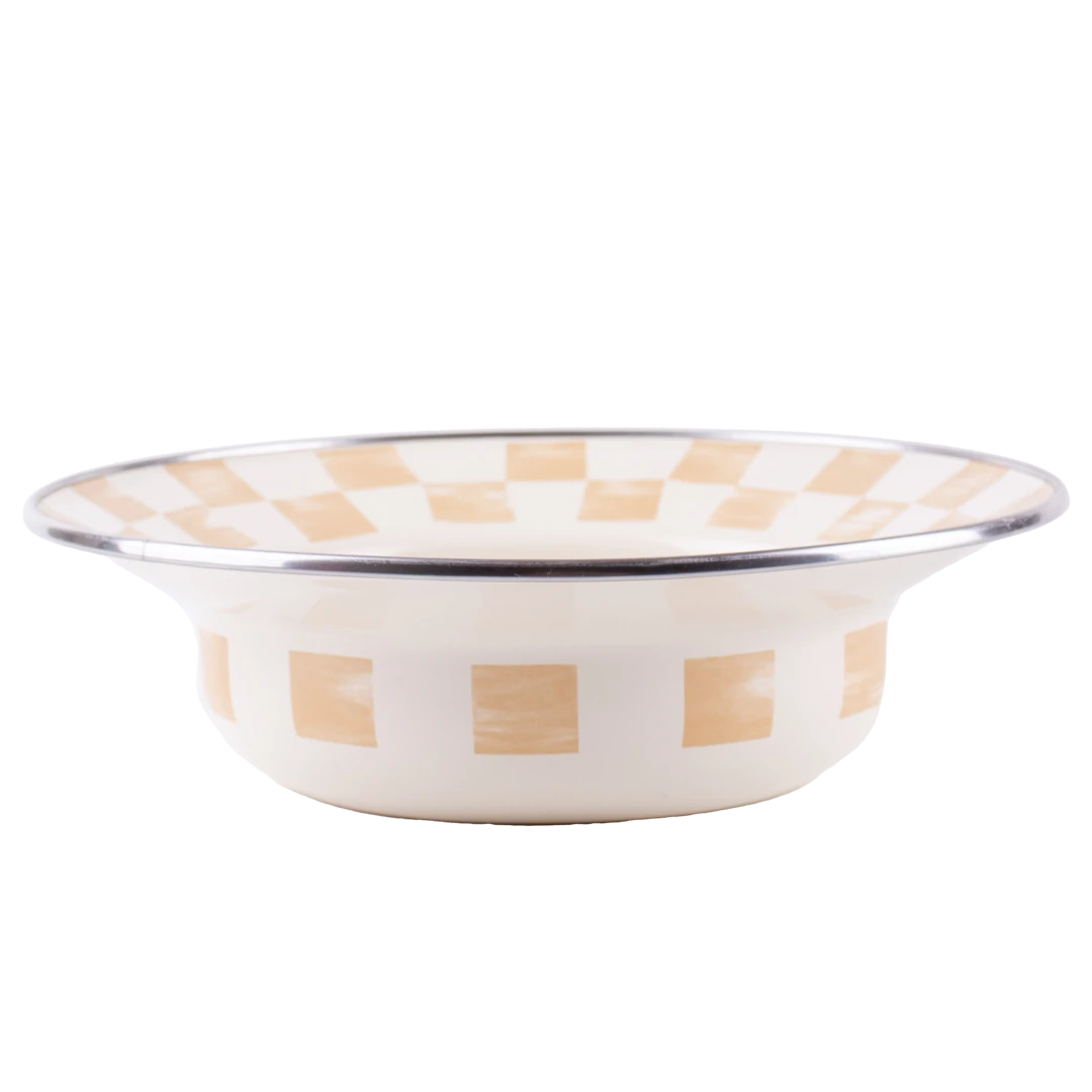 Beige Enamel Deep Pasta and Salad Plate