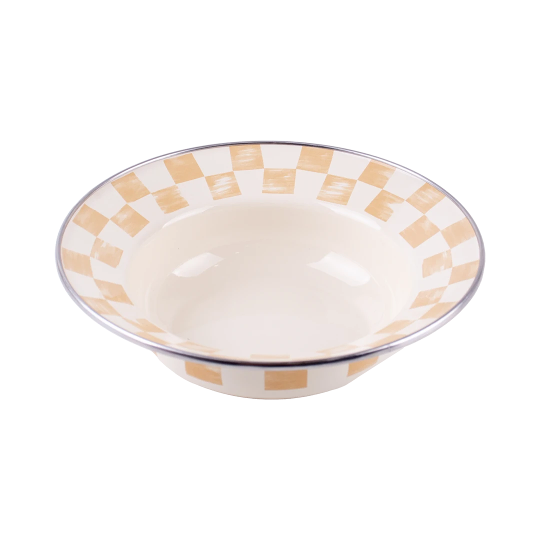 Beige Enamel Deep Pasta and Salad Plate