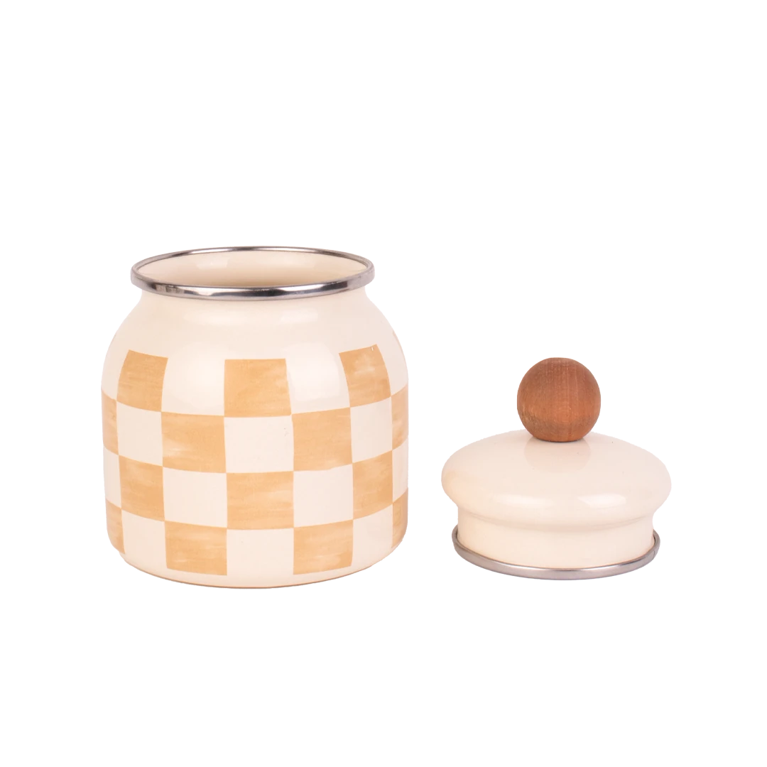 Beige Enamel Spice Jar