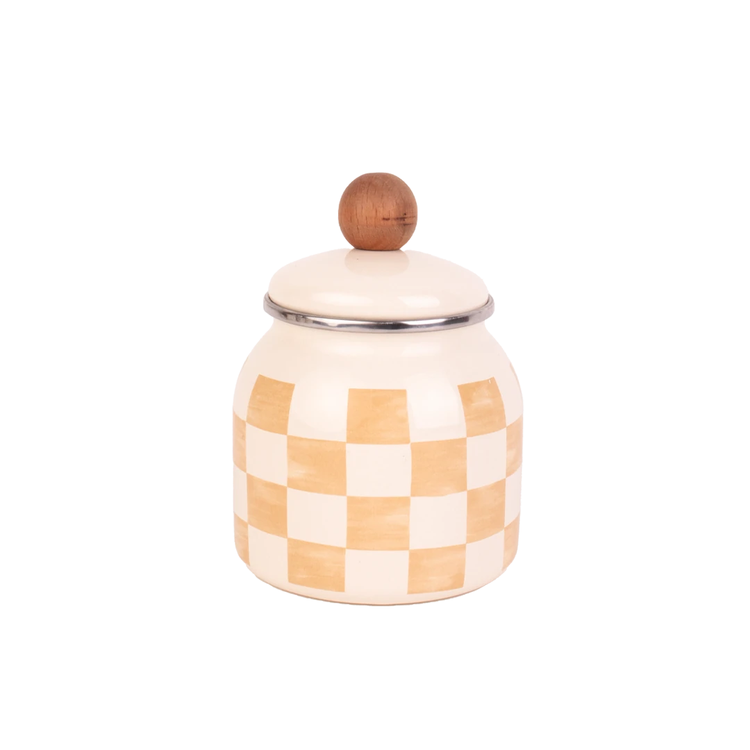 Beige Enamel Spice Jar