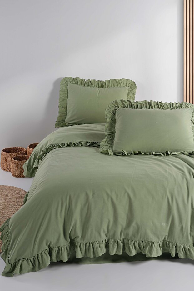 Soft Cotton Daria Ruffle 100% Cotton Double Duvet Cover Set