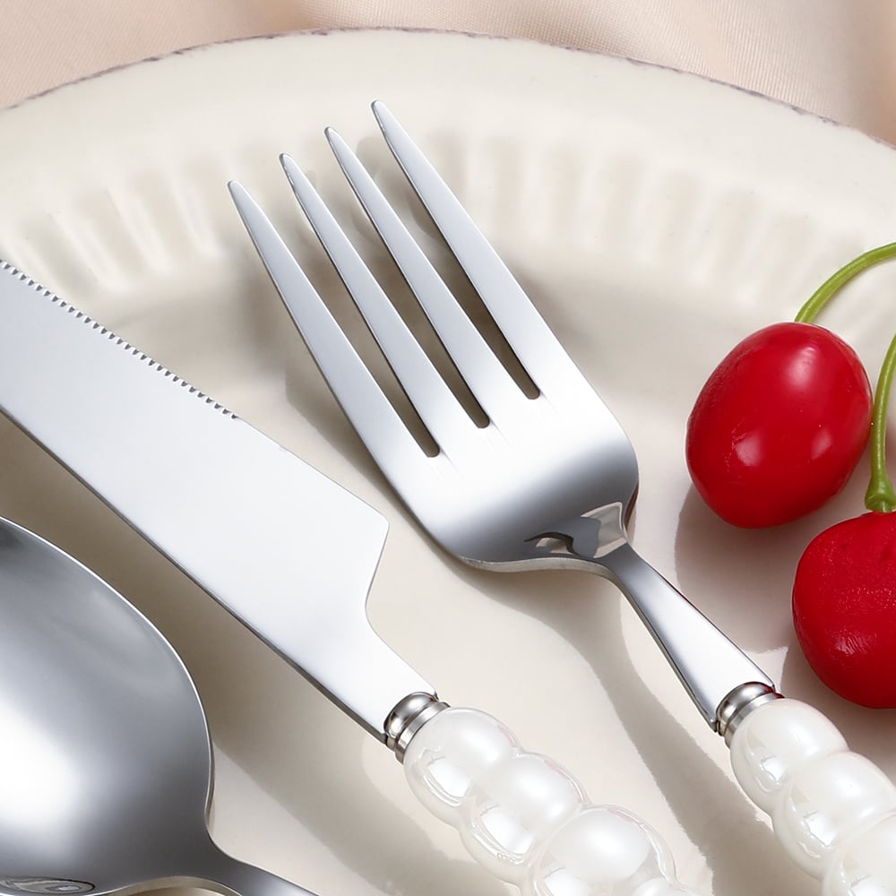 Modern White Pearl Cutlery Set