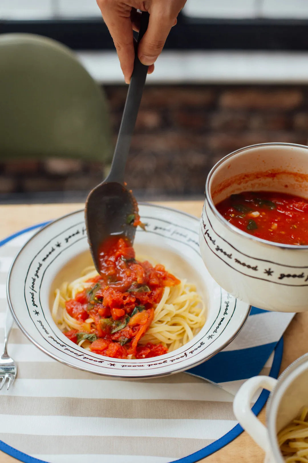Mood Enamel Deep Pasta and Salad Plate