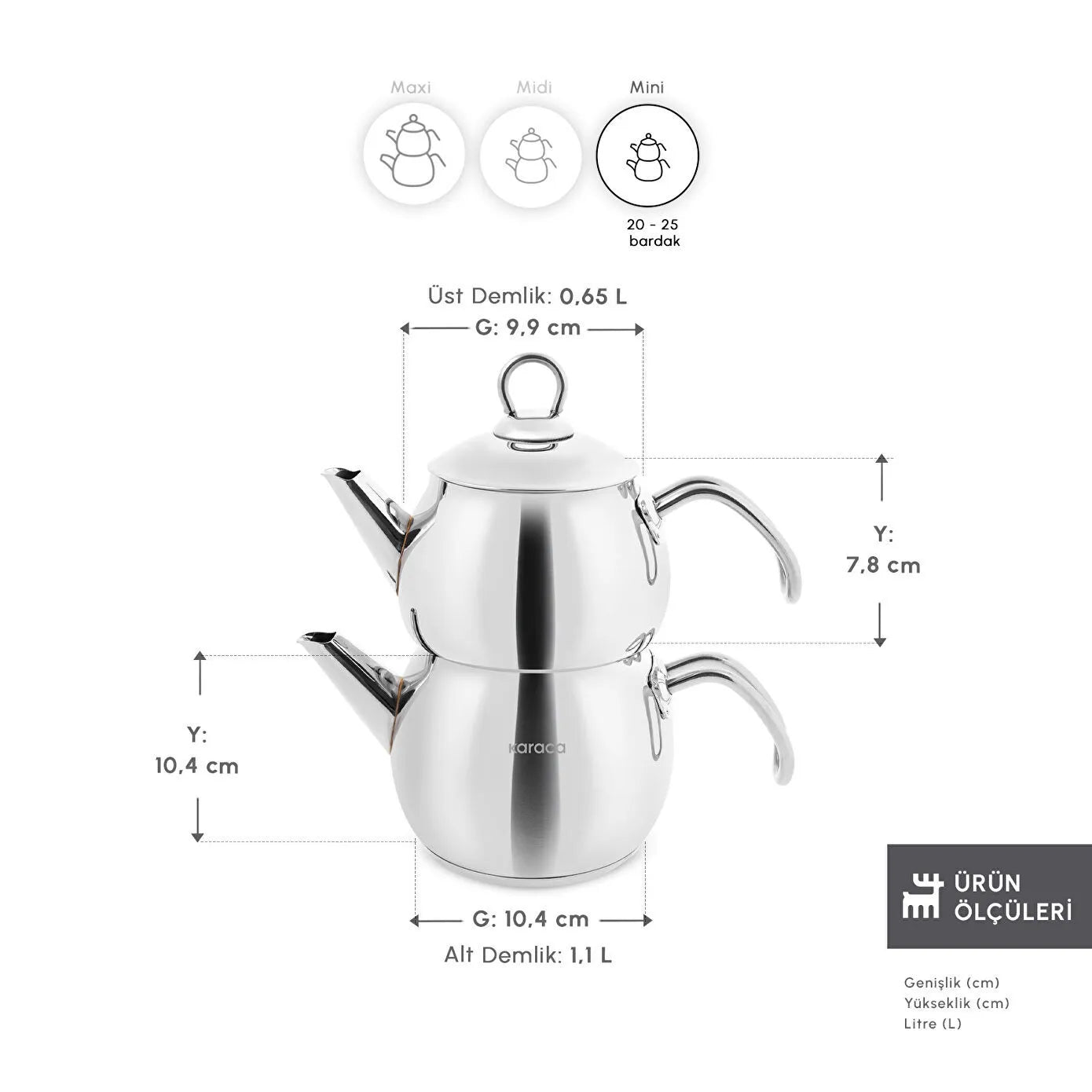 Adelya Induction Base Mini Size Metal Teapot Set
