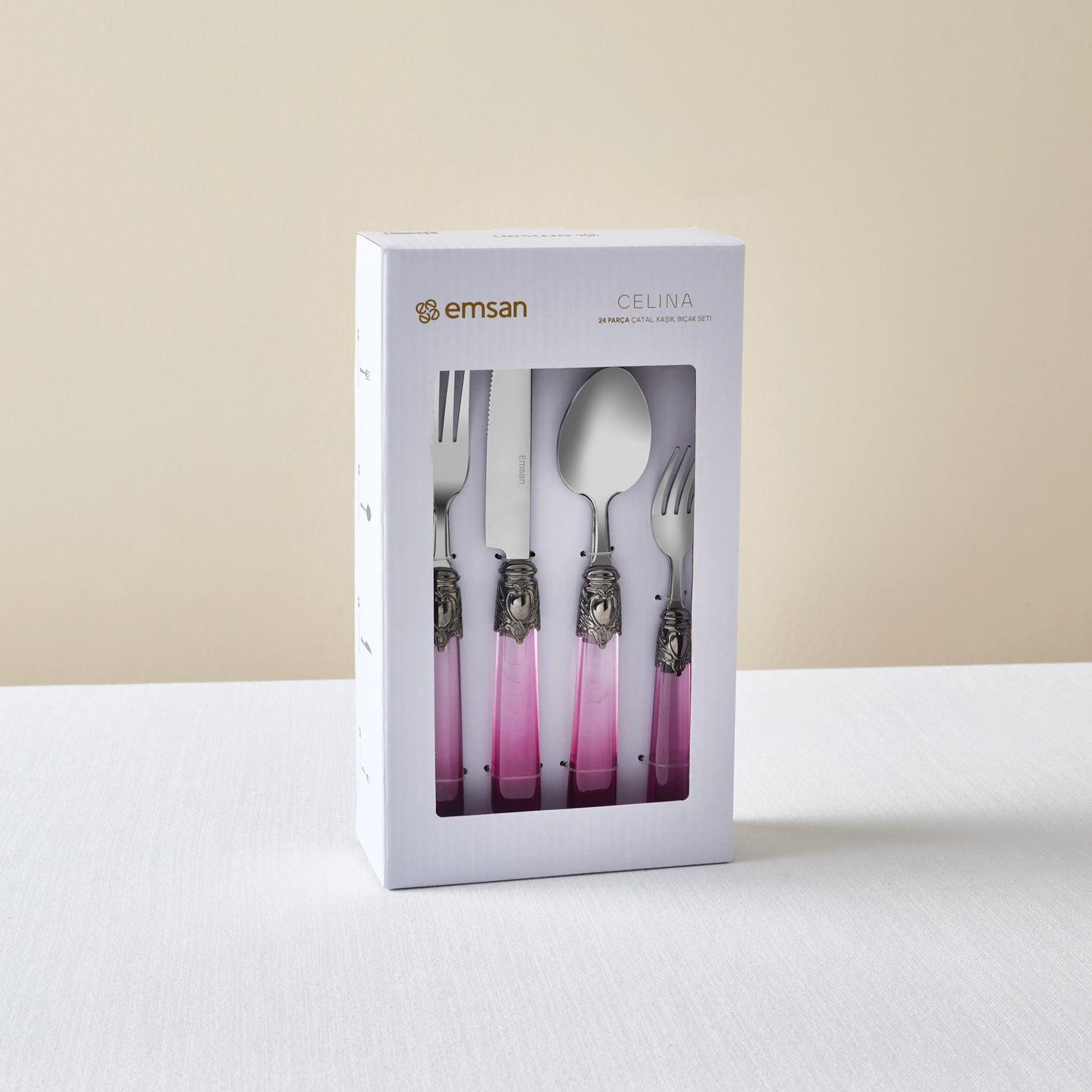 Emsan Celina 24-Piece 6-Person Cutlery Set - Burgundy