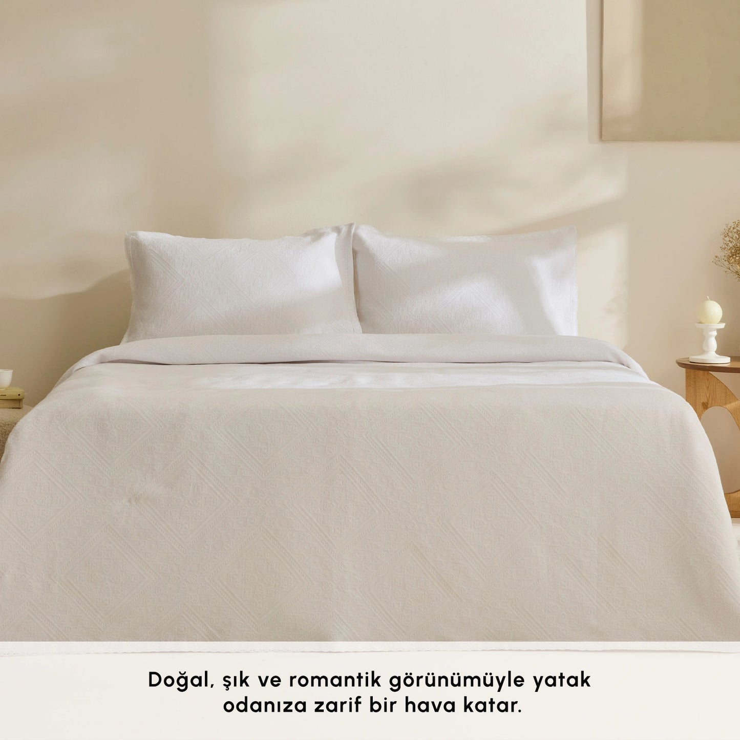 Adelia Frilled Double Bedspread Set White