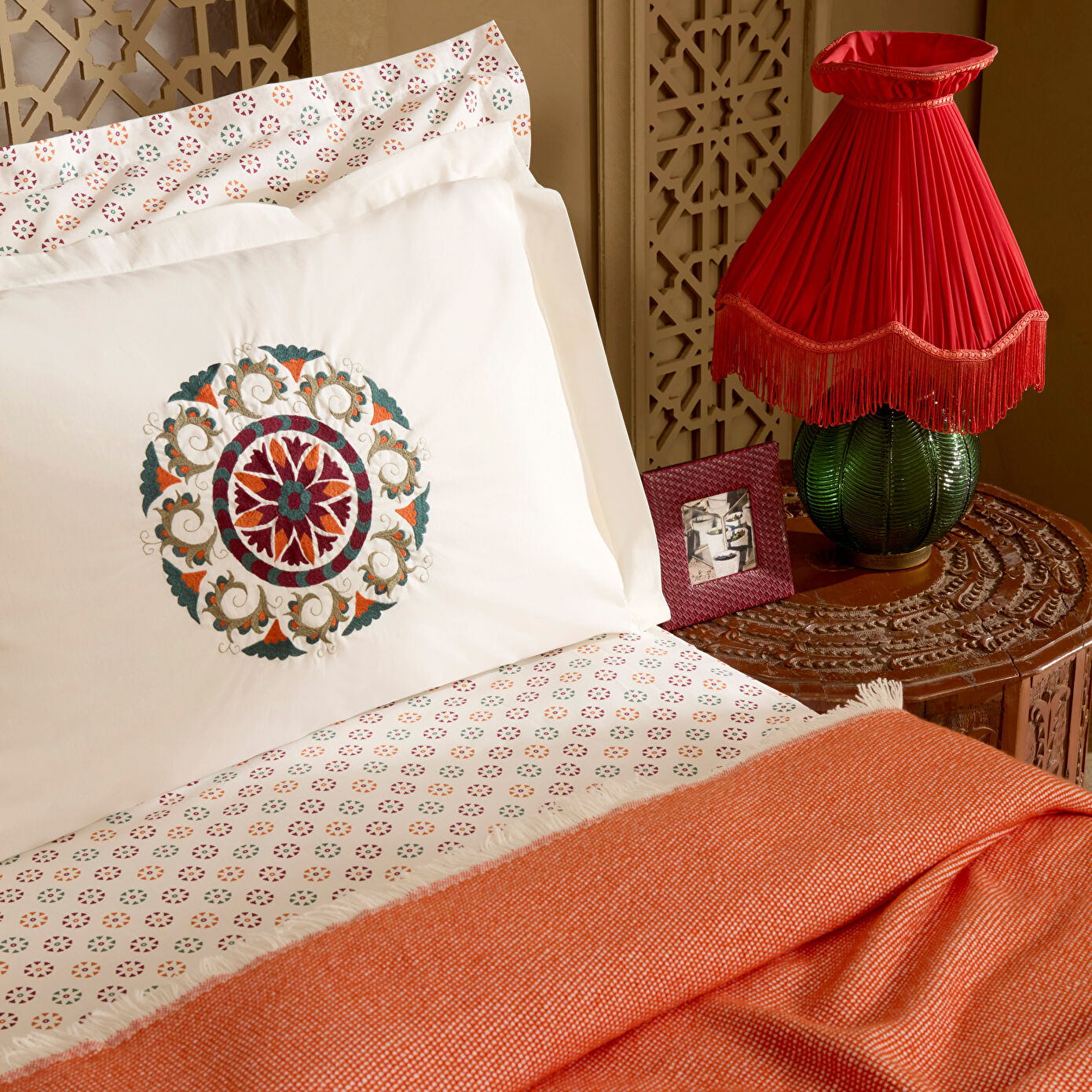 Andalisa 100% Cotton Embroidered Double Nish Set Burgundy