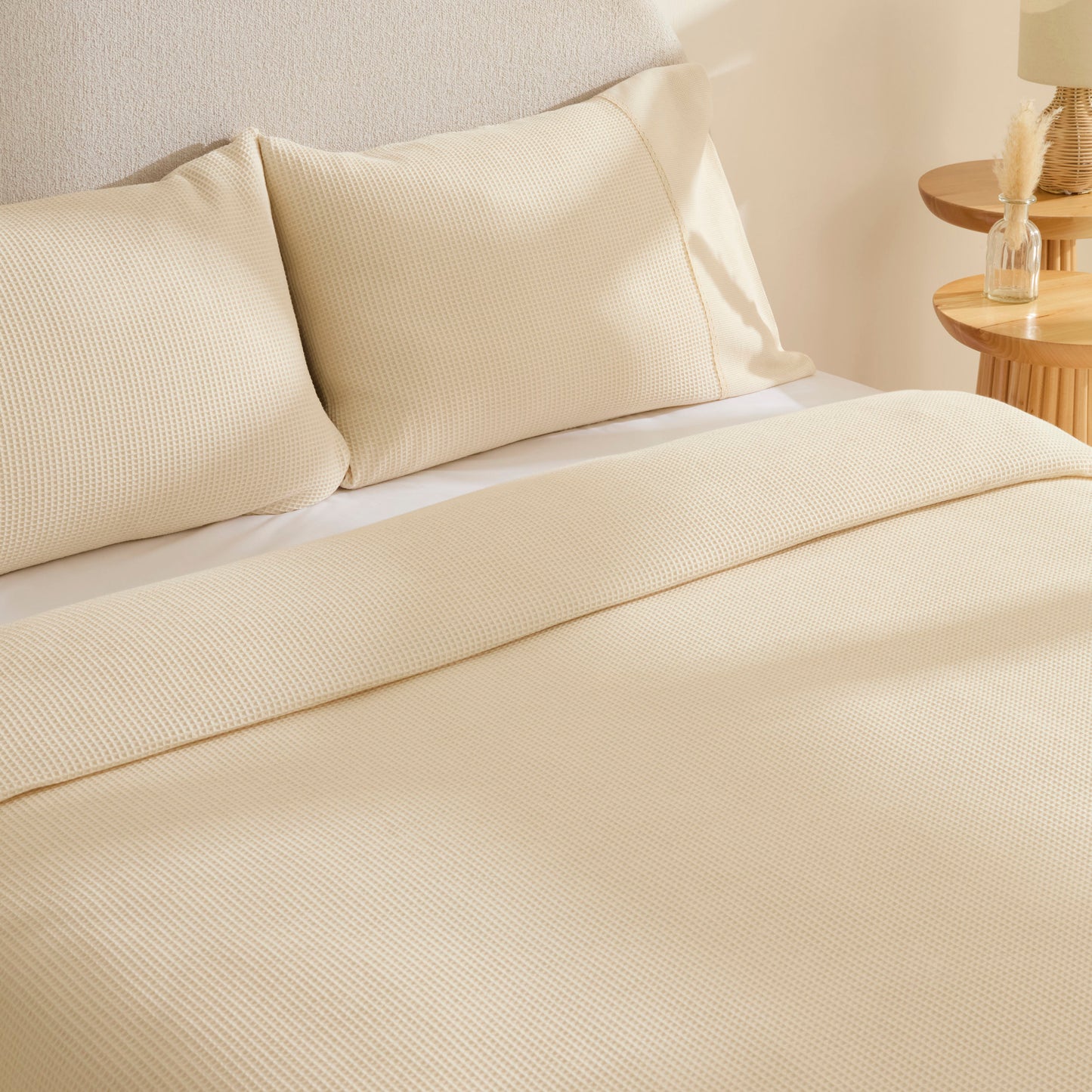 Elarıs Gofre Double Bedspread Set, Ecru