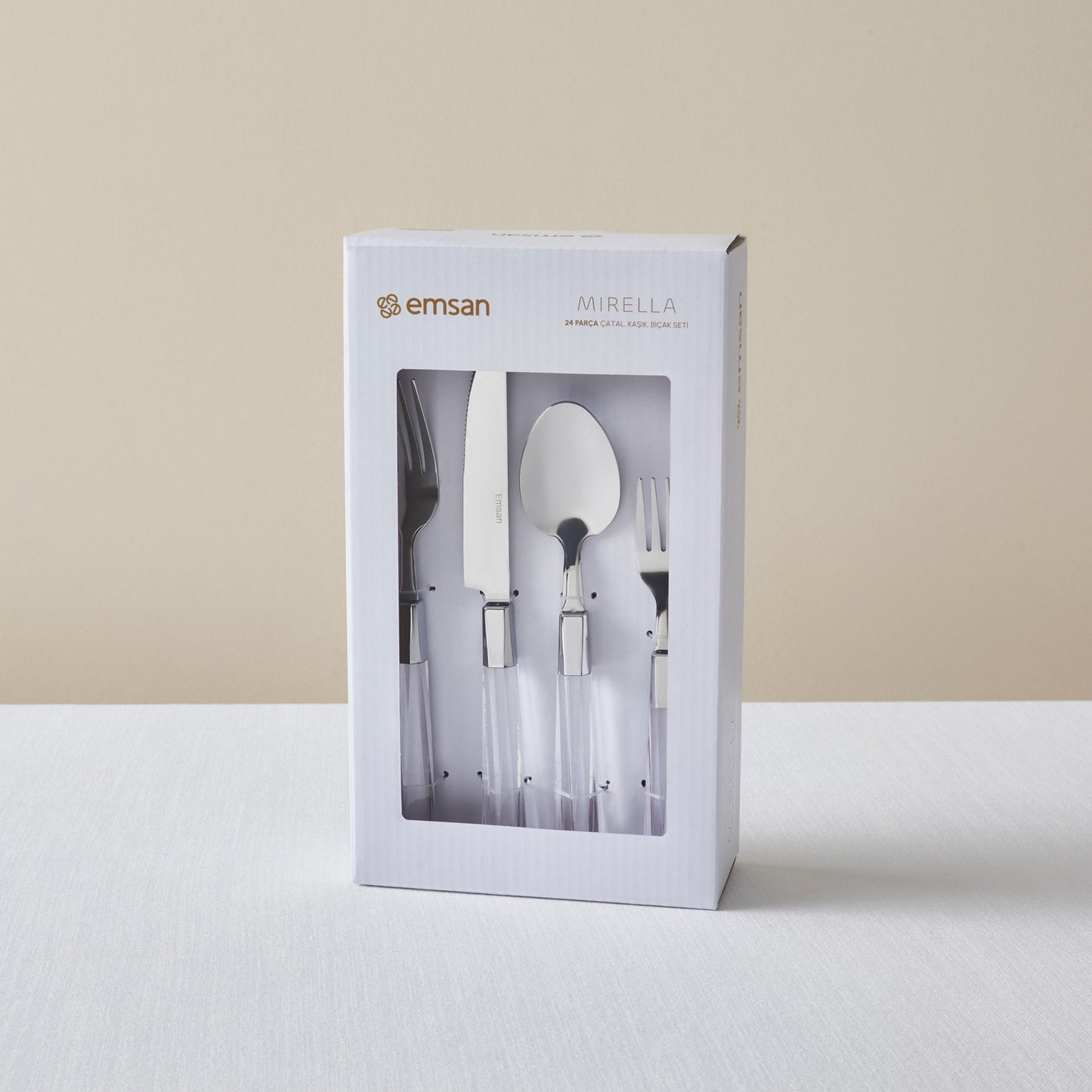 Emsan Mirella 24-Piece 6-Person Cutlery Set, Transparent