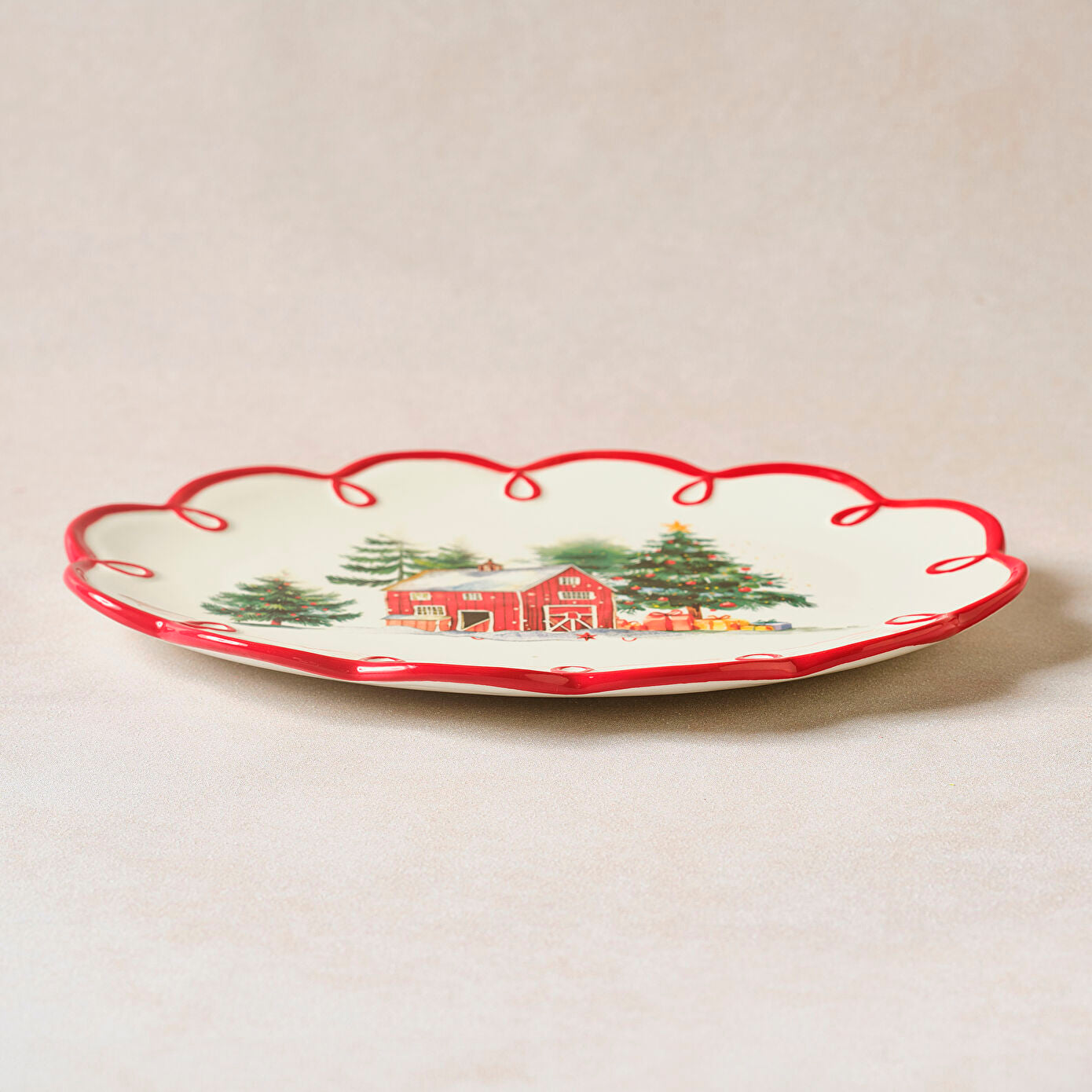 Karaca New Year's Eve Cottage Boat Plate 25.5 cm