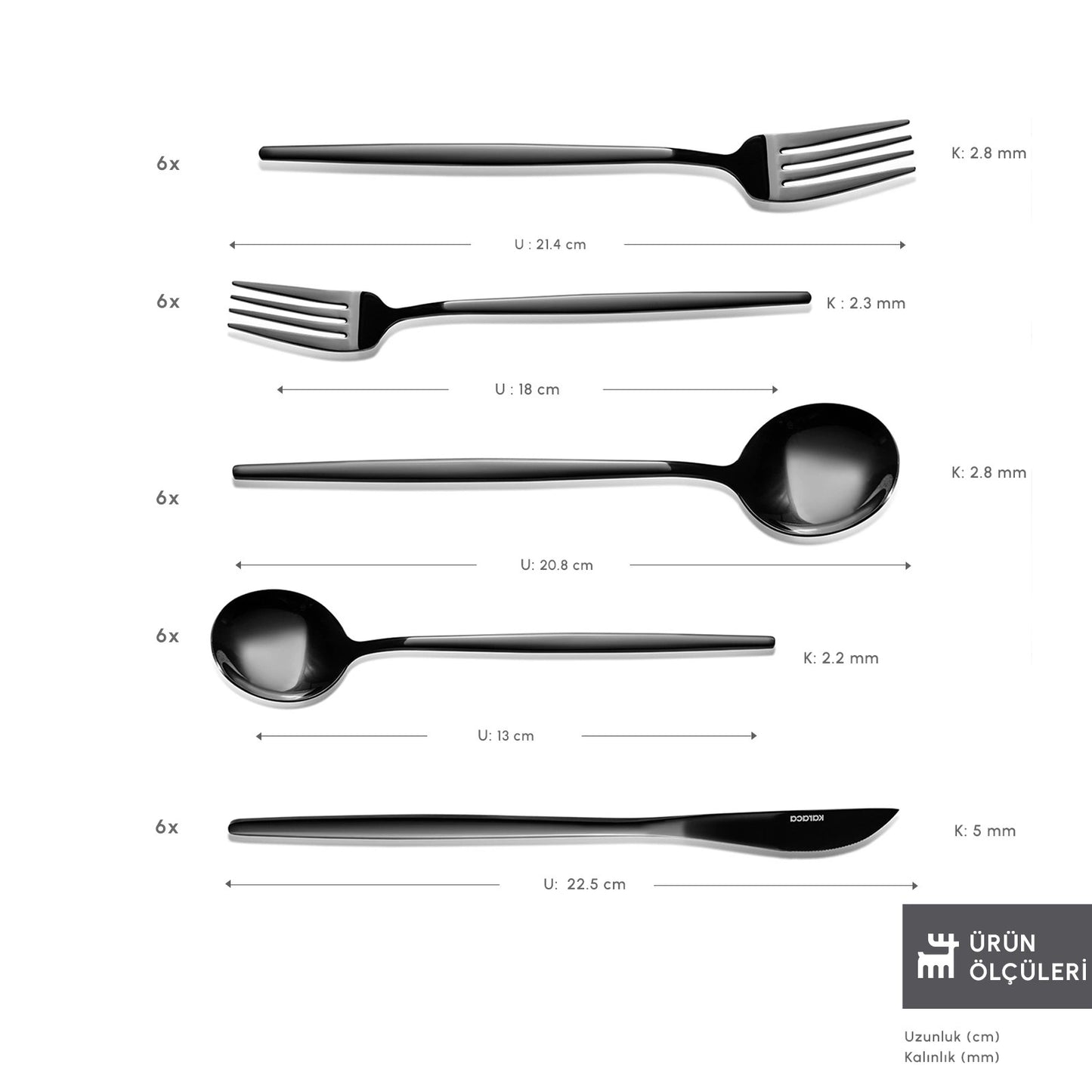 Karaca Orion 30-Piece Cutlery Set for 6 People Black