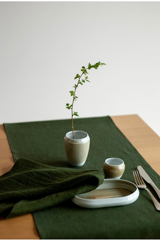 Premium 1 Piece Linen Runner 40x150 cm - Khaki