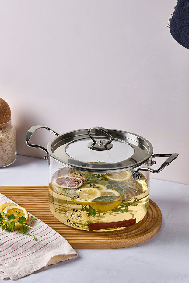 Logan Silver 4.5 L Glass Pot