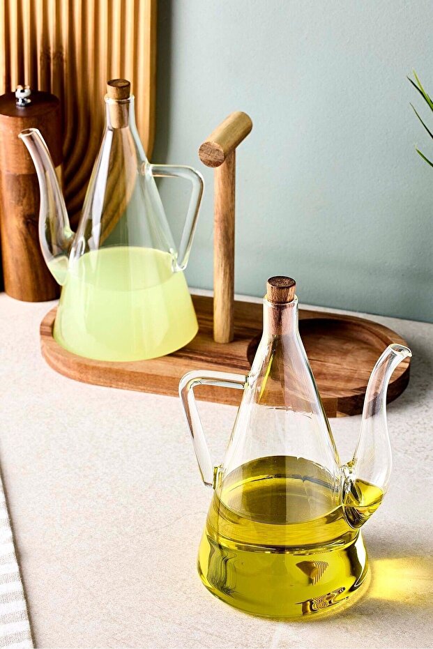 Acacia Oil and Vinegar Dispenser with Stand