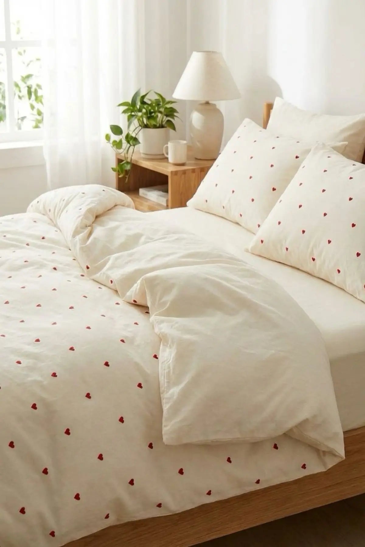 Amelie Heart Duvet Cover Set – Ivory