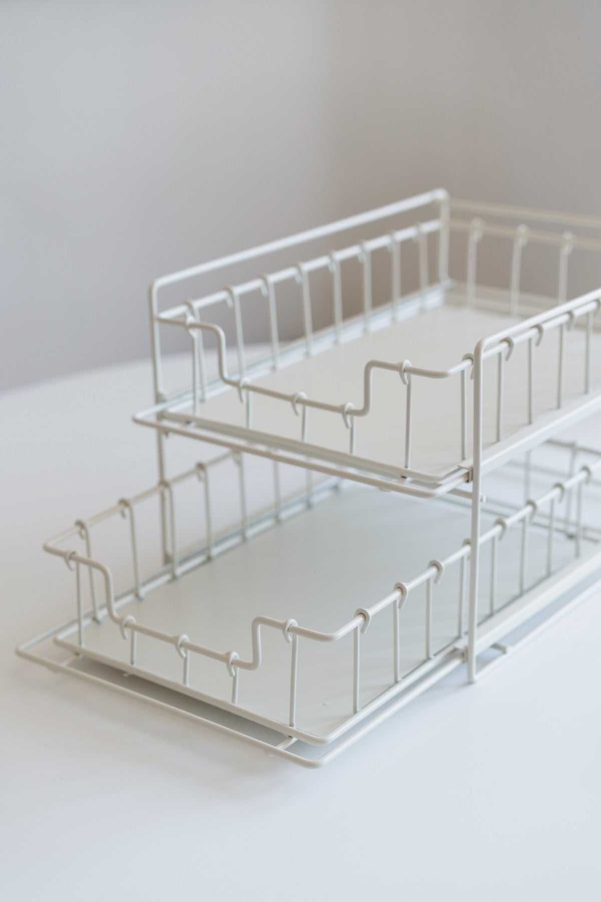 Two Layer Metal Drawer Organizer - Cream