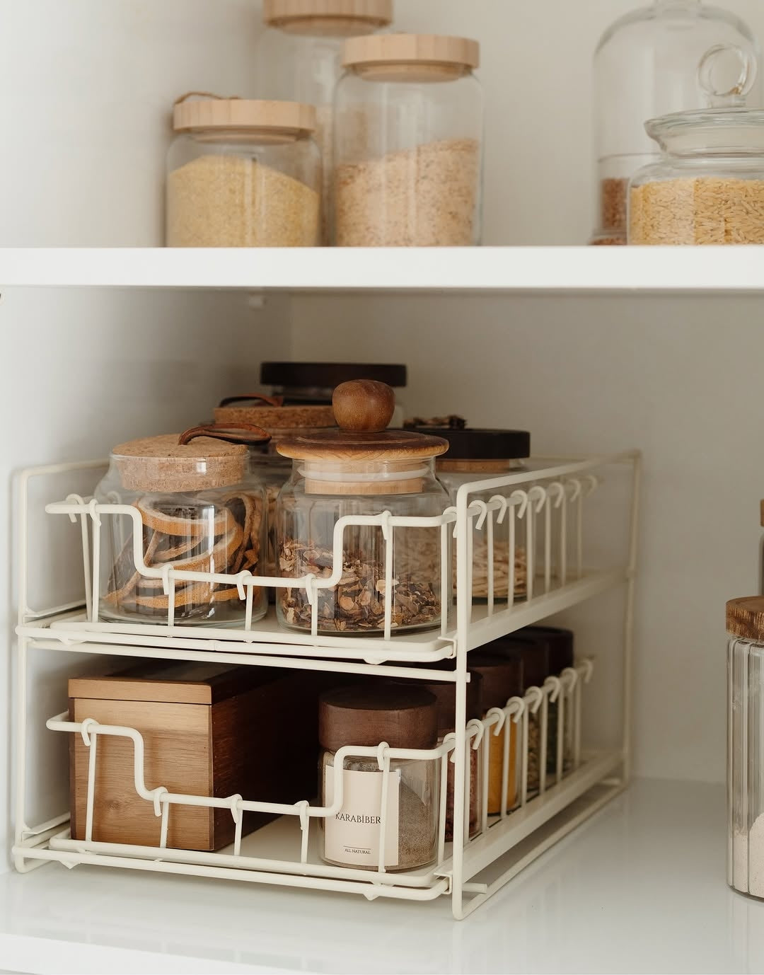 Two Layer Metal Drawer Organizer - Cream