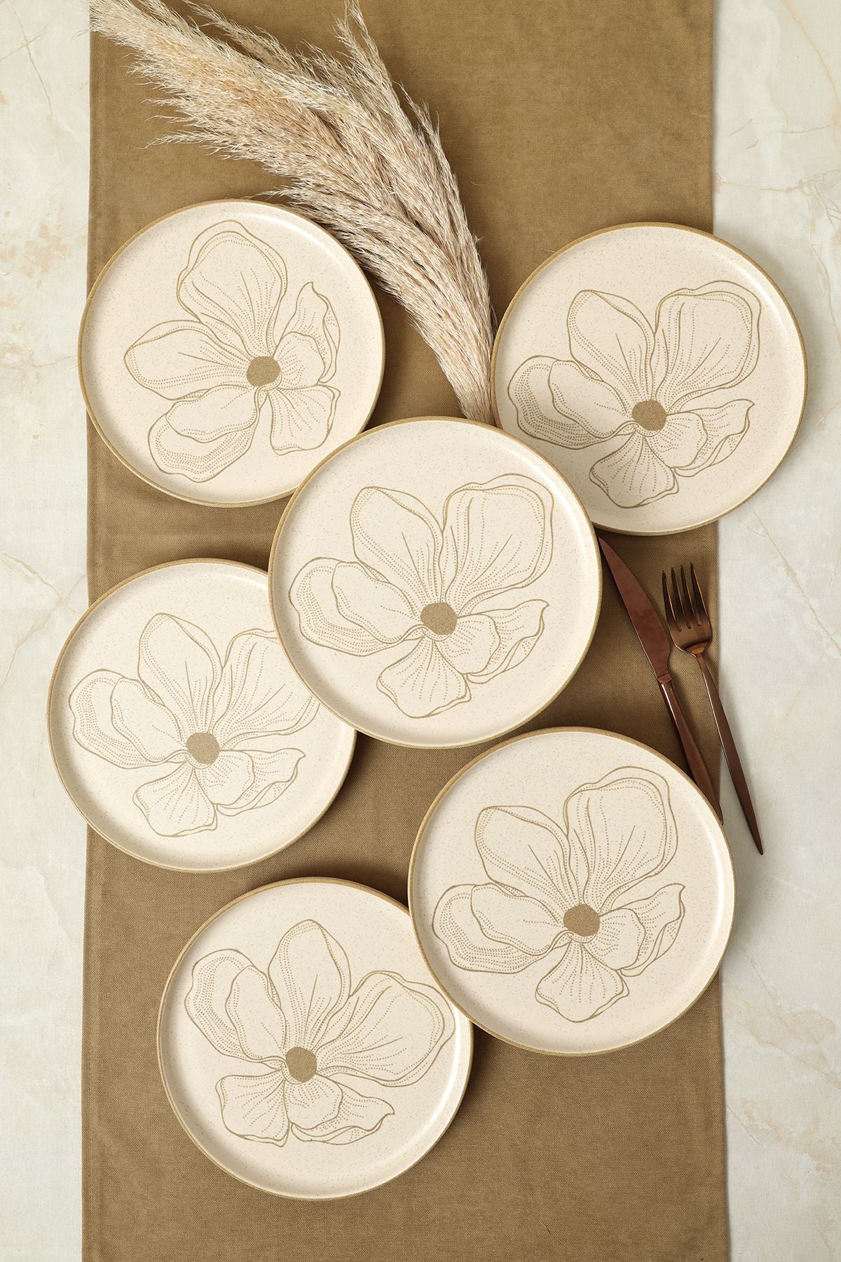 Taupe Bloom Nordic Cake Plate 22 cm 6 Pieces