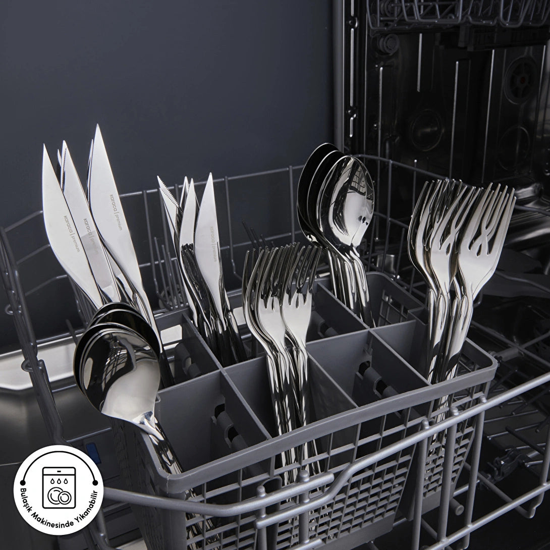 Karaca Eternity 316+ 84-Piece 12-Person Cutlery Set in Box (Platinum)