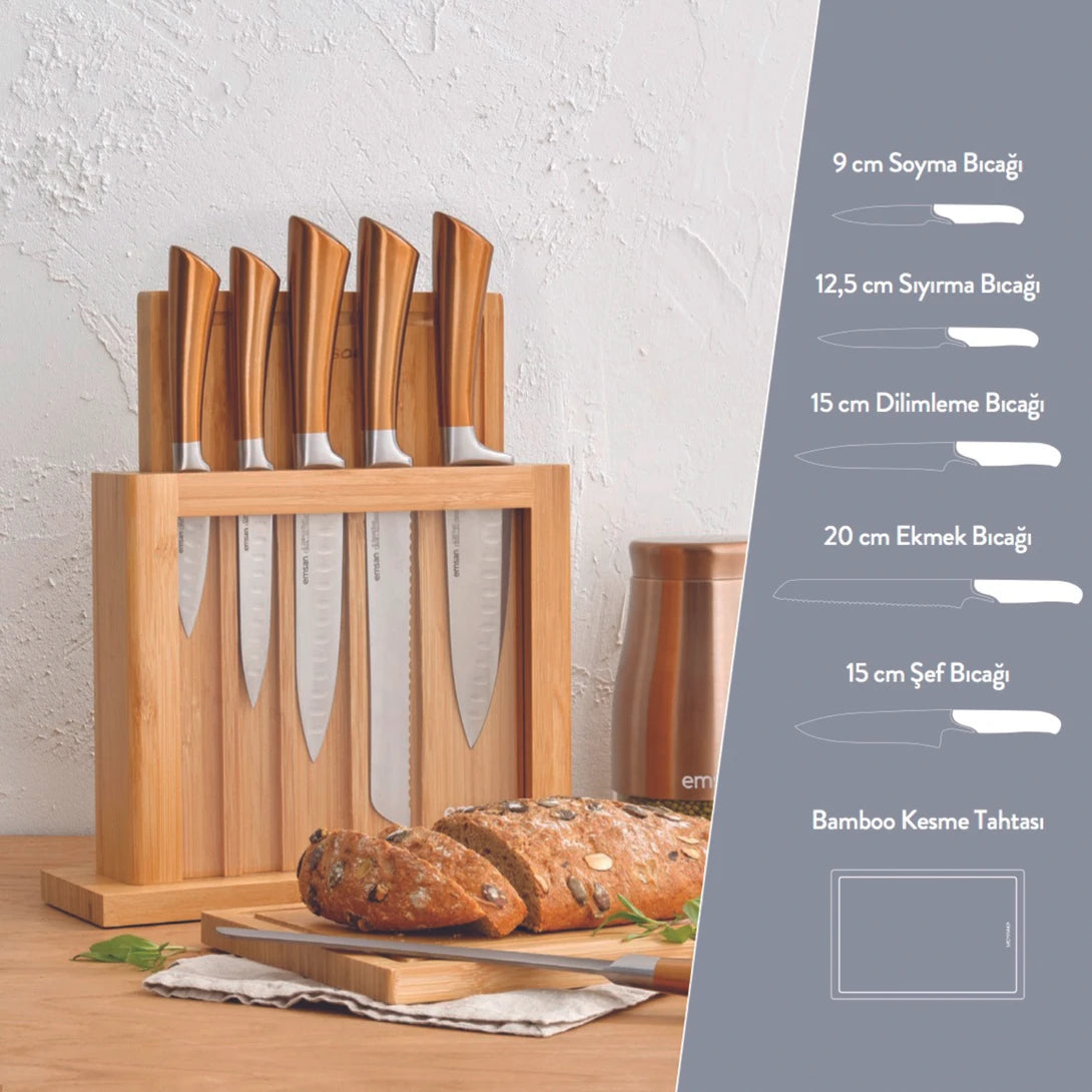 Matriks Rose Gold 7 Piece Knife Set (Cutting Board Included)