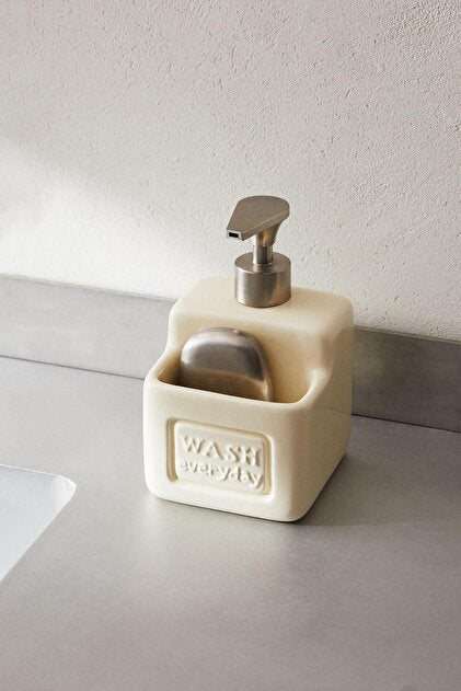 Ashton Beige Porcelain Liquid Soap Dispenser 500 ml