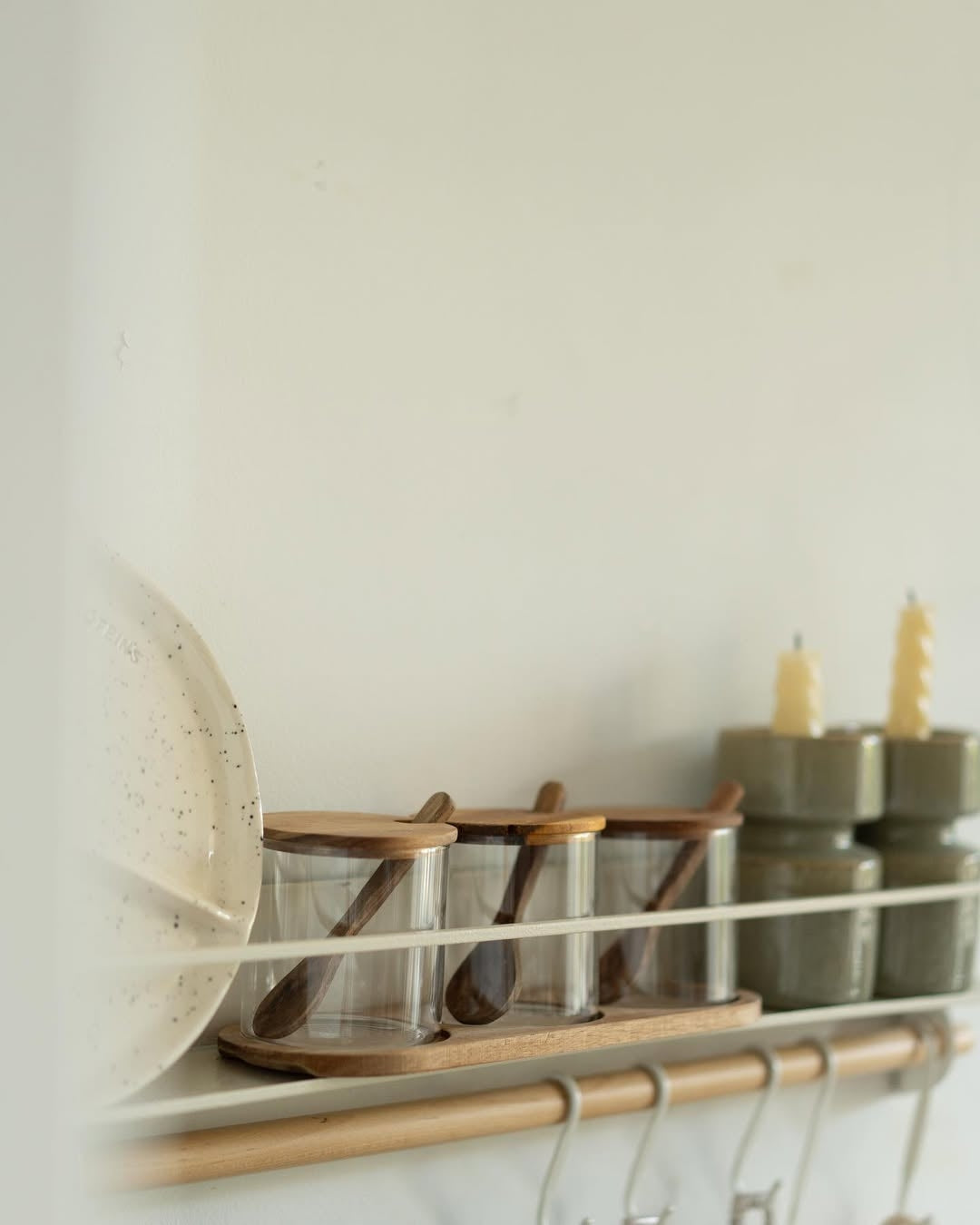 3 Piece Accacia Stand Jars with spoons