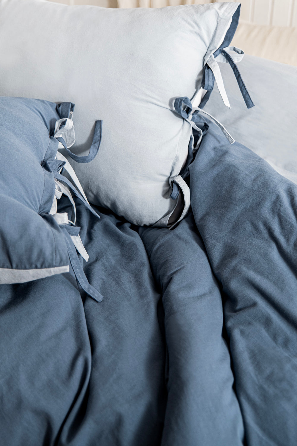 Colorful Washed Cotton Duvet Cover Set – Blue & Light Blue