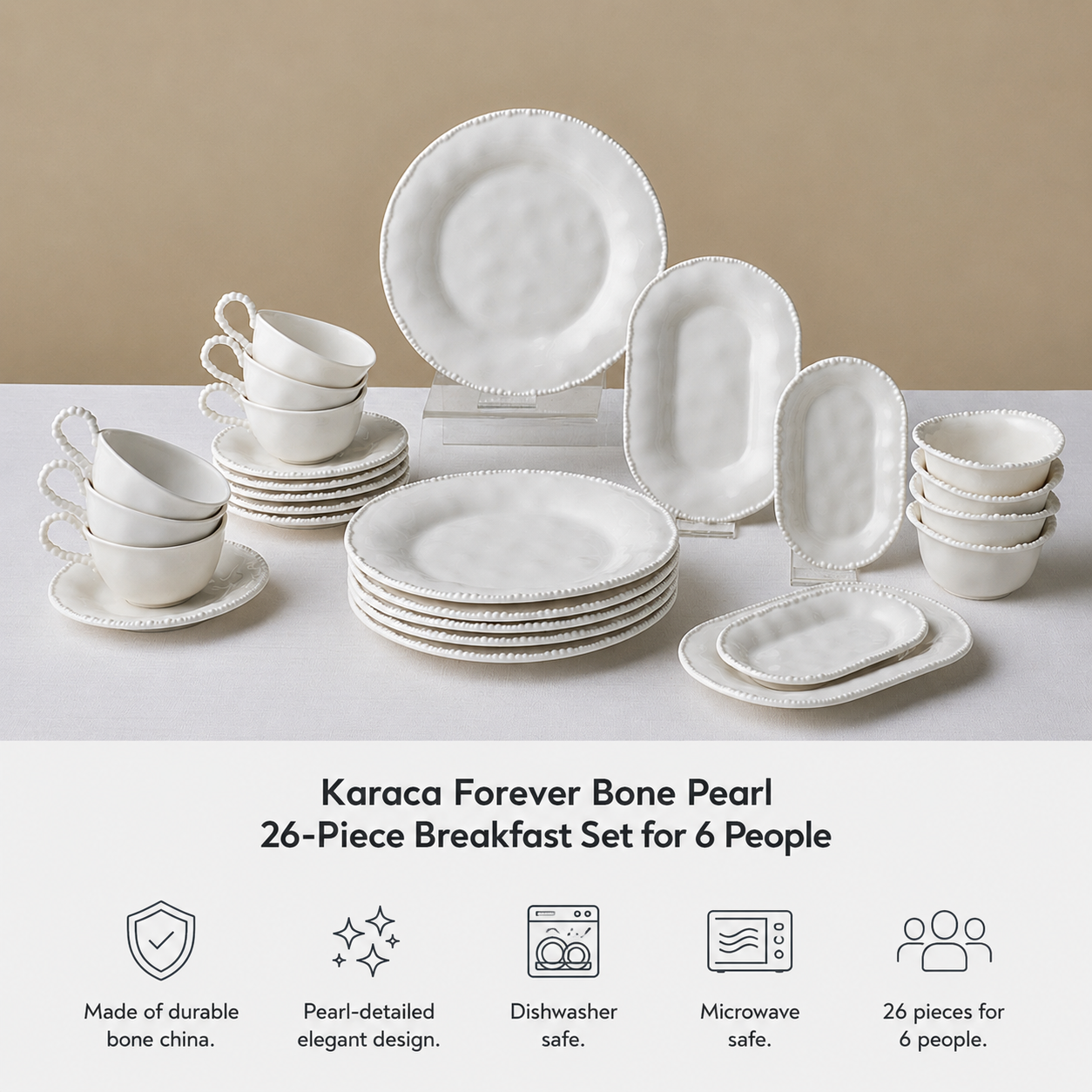 Karaca Forever Bone Perla 26-Piece Set for 6 People